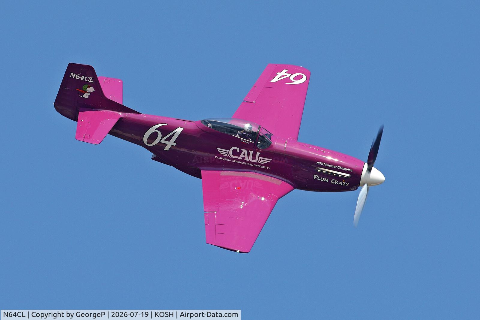 Aircraft N64CL, 1944 North American F-51D Mustang, c/n 10216, Airventure 2026., at KOSH, photo by GeorgeP