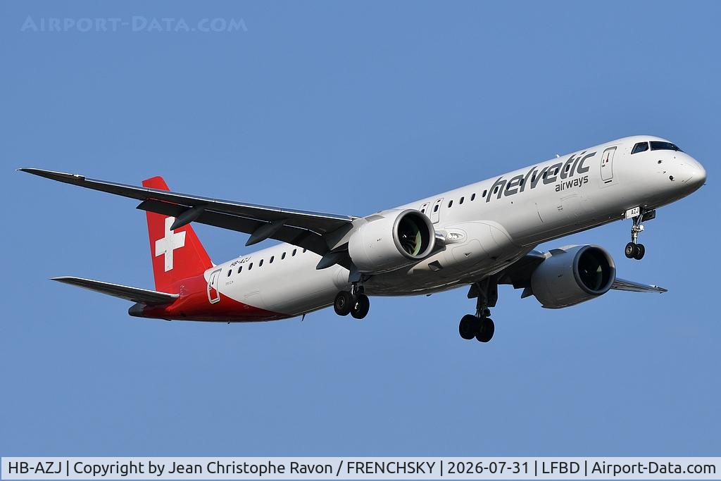 HB-AZJ, 2021 Embraer E195-E2 (ERJ-190-400 STD), c/n 19020057, 	Zurich (ZRH)	Bordeaux (BOD)	LX552