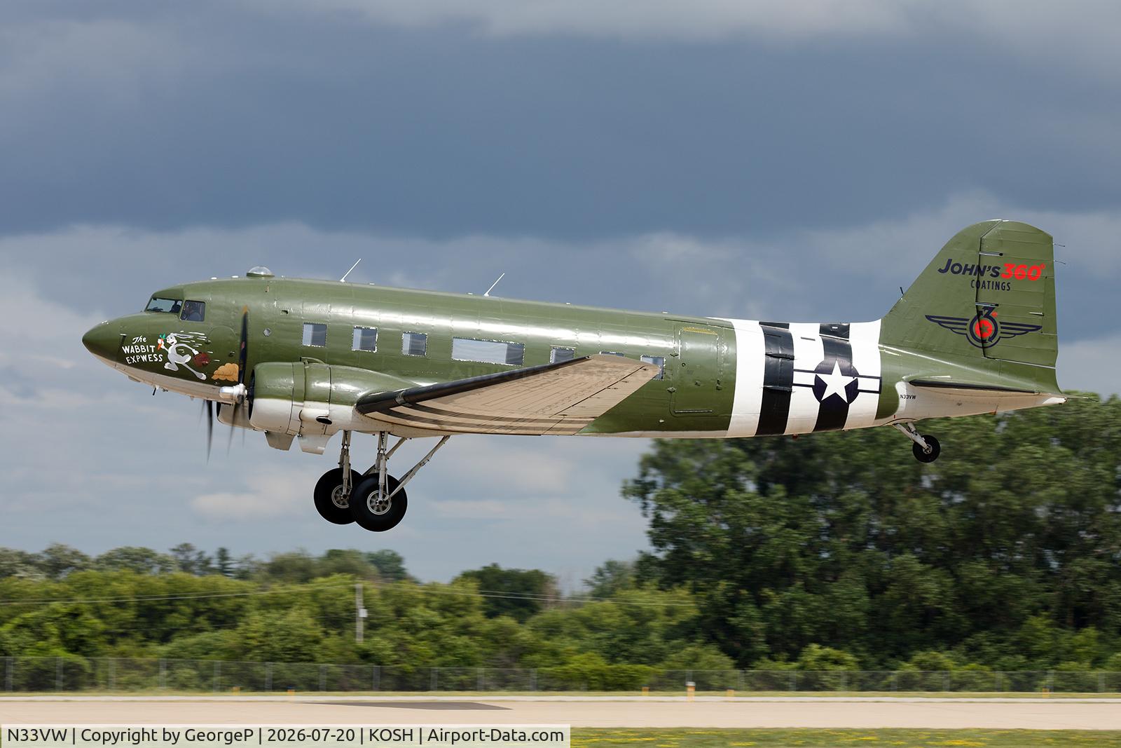 Aircraft N33VW, 1943 Douglas DC3C-S1C3G (C-47A), c/n 20401, Airventure 2026., at KOSH, photo by GeorgeP