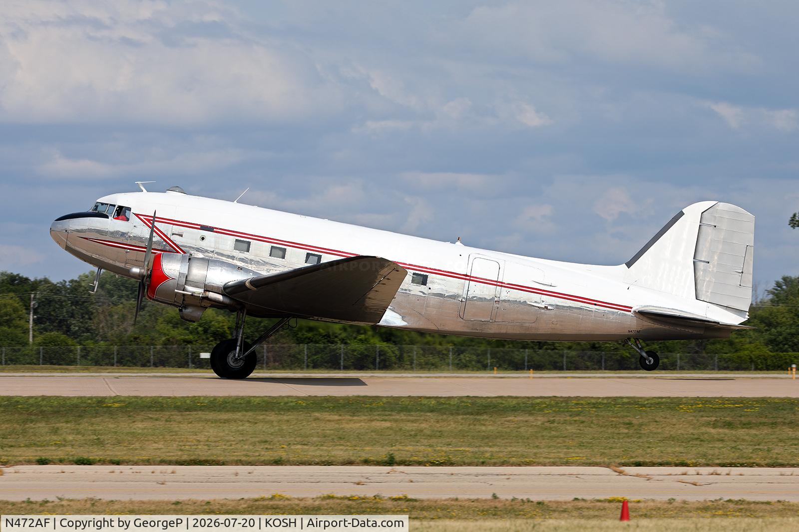Aircraft N472AF, 1944 Douglas DC3C-S1C3G (C-47A), c/n 13485, Airventure 2026., at KOSH, photo by GeorgeP
