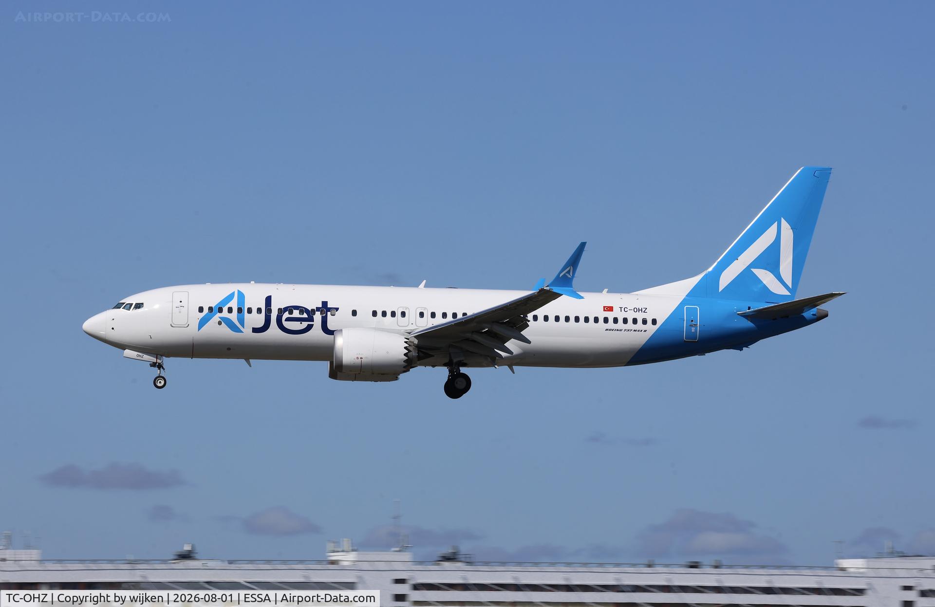Aircraft TC-OHZ, 2026 Boeing 737-8 MAX, c/n 66312 l/n 9650, Rwy 19L, at ESSA, photo by wijken