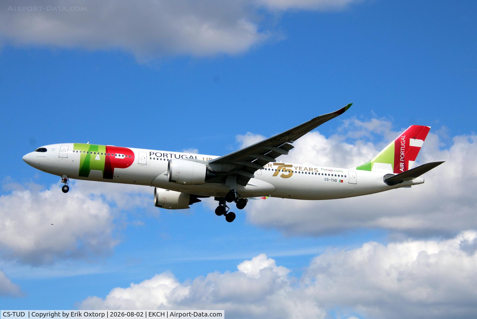 Aircraft CS-TUD, 2019 Airbus A330-941N, c/n 1913, CS-TUD landing rw 22L, at EKCH, photo by Erik Oxtorp