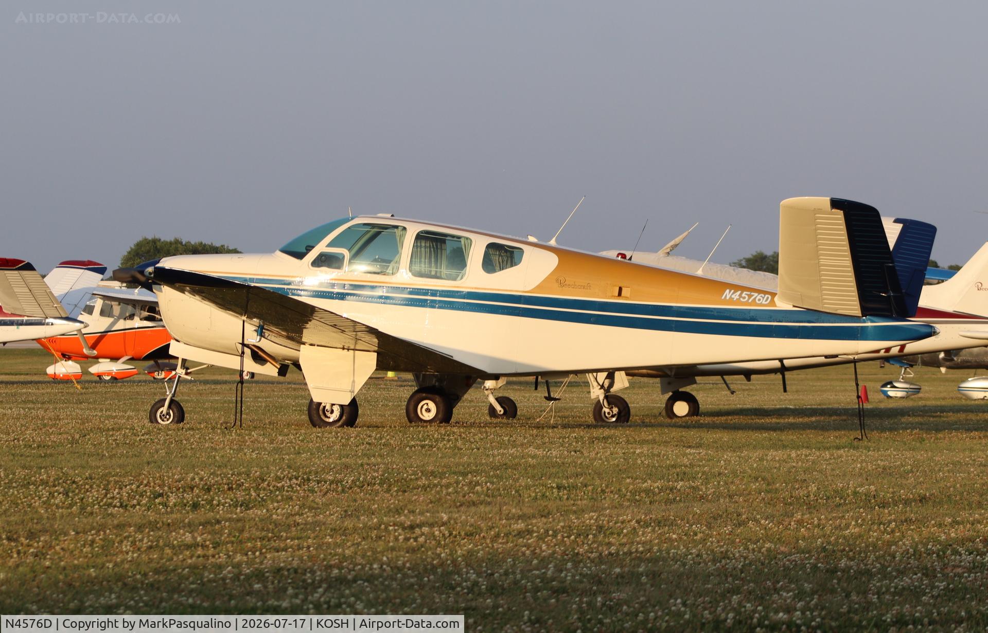 Aircraft N4576D, 1956 Beech G35 Bonanza, c/n D-4755, Beech G35, at KOSH, photo by MarkPasqualino