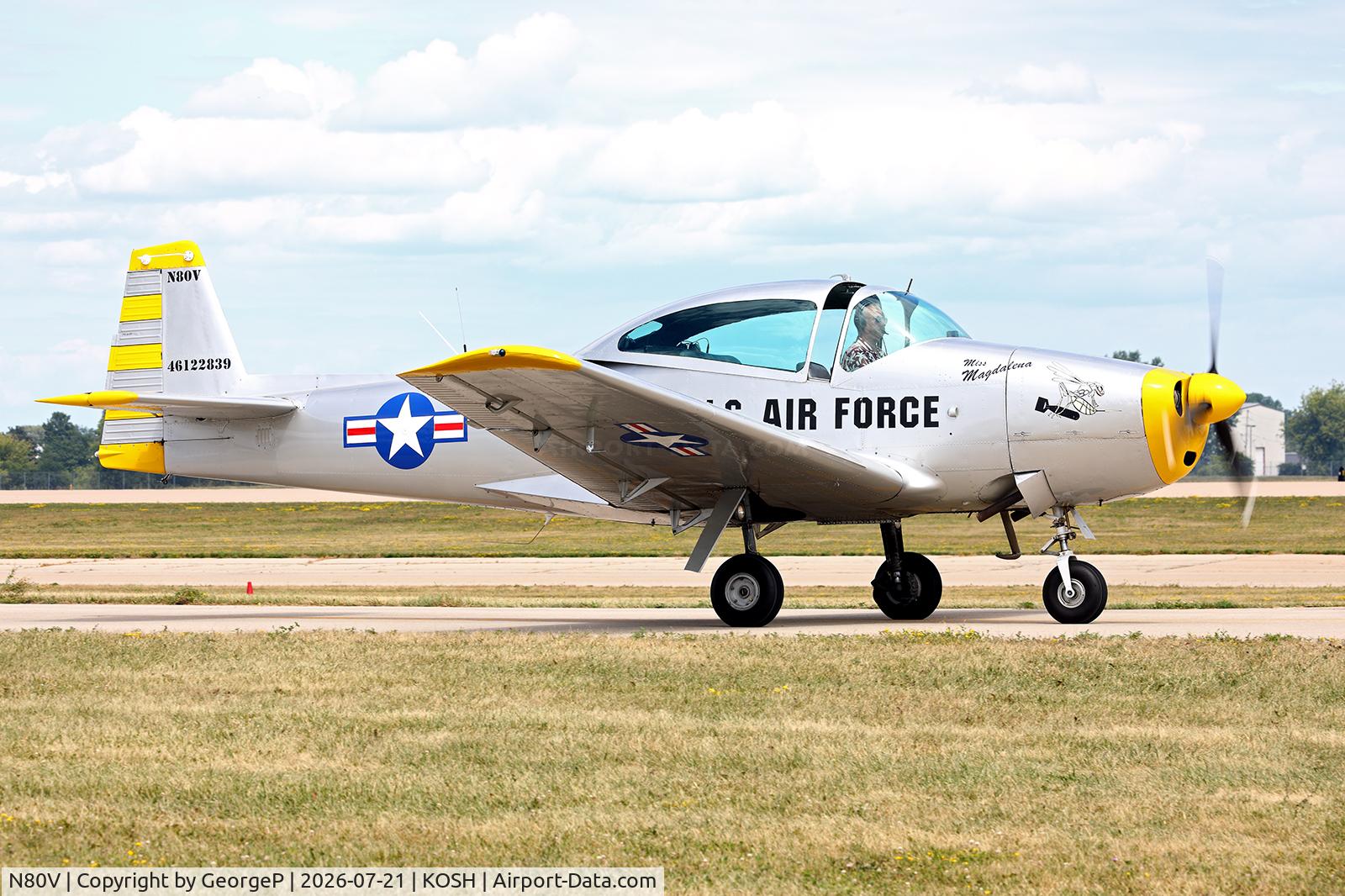 Aircraft N80V, 1946 North American Navion (NA-145), c/n NAV-4-111, Airventure 2026., at KOSH, photo by GeorgeP