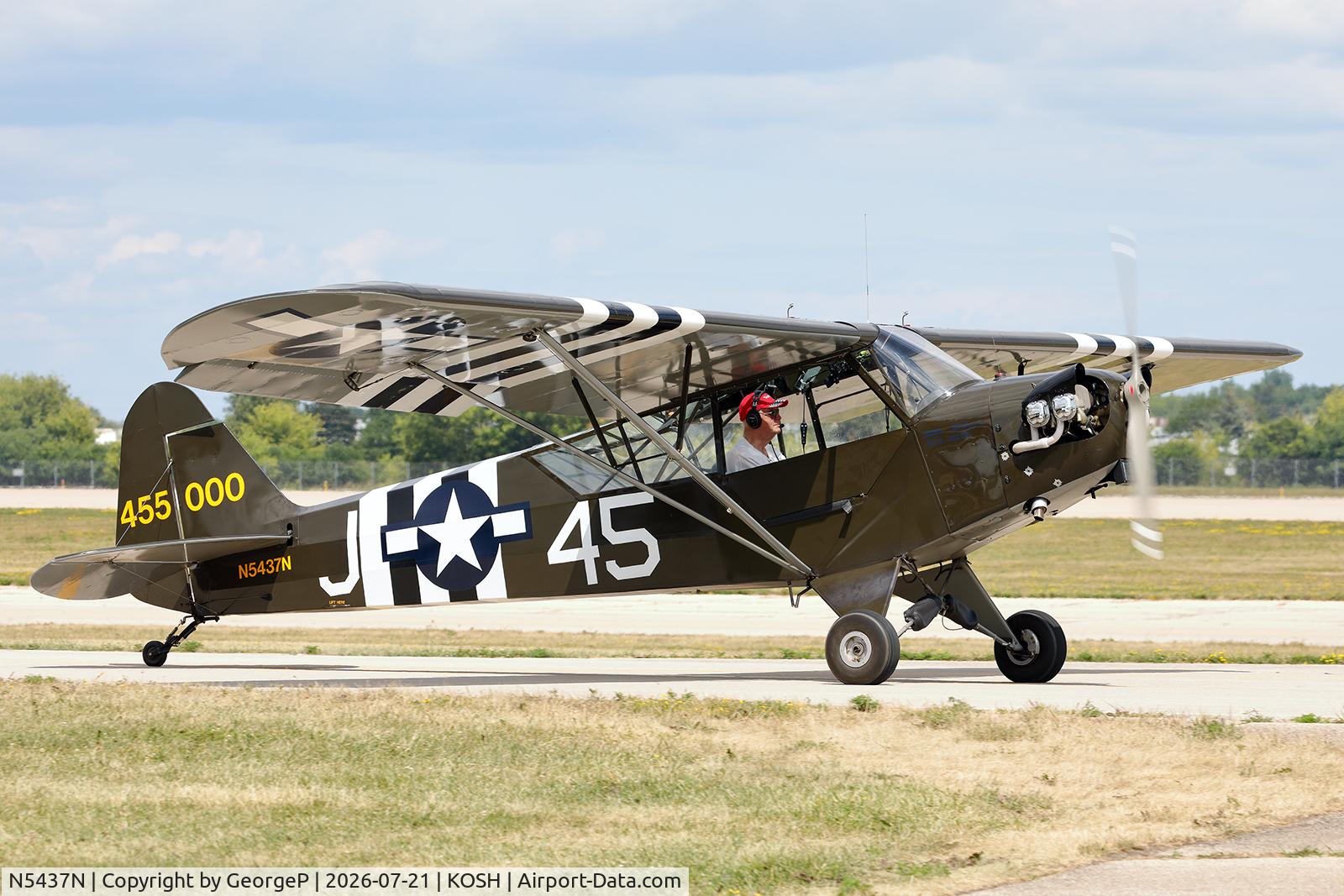 Aircraft N5437N, 1945 Piper J3C-65 Cub, c/n 13740, Airventure 2026., at KOSH, photo by GeorgeP