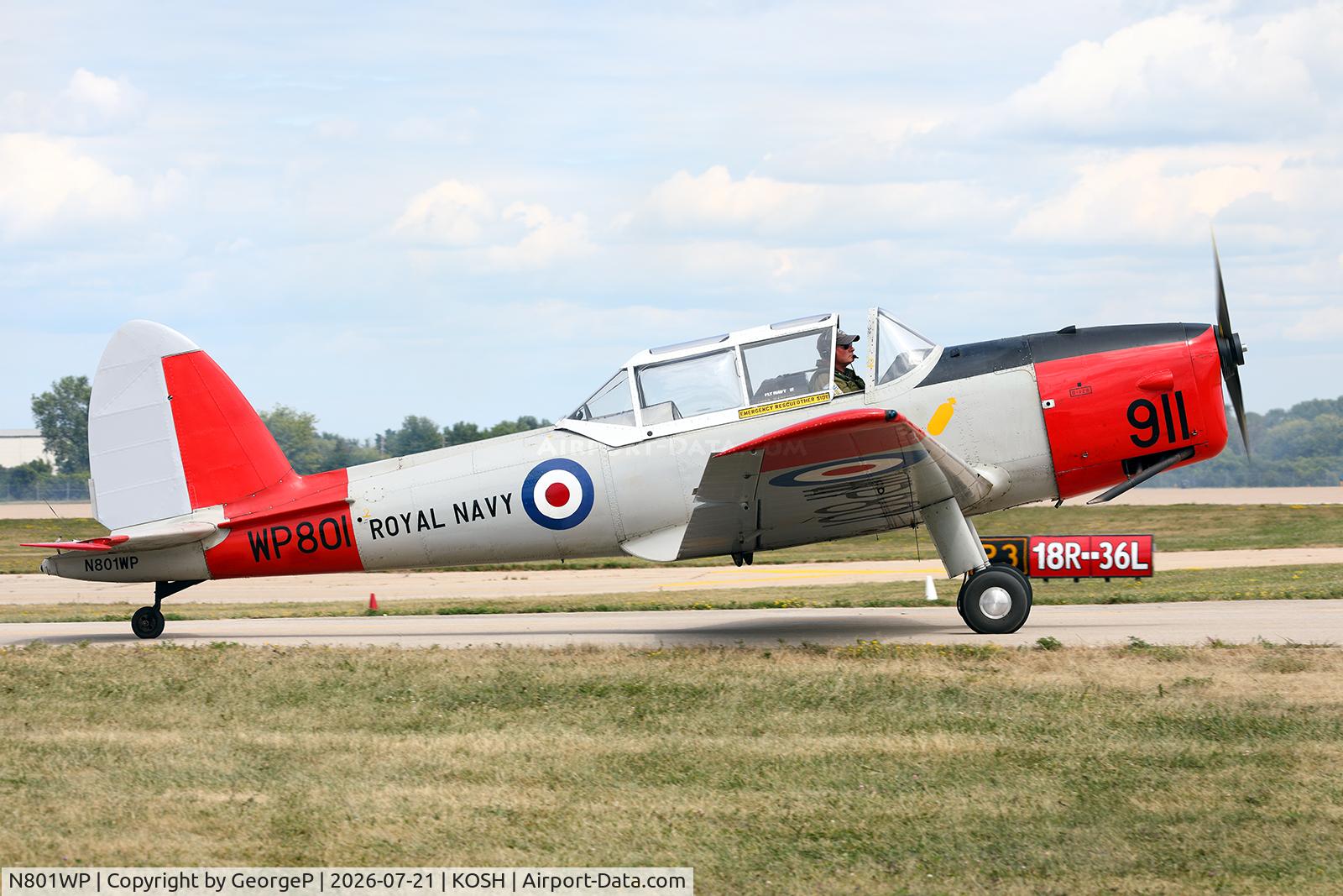 Aircraft N801WP, 1952 De Havilland DHC-1 Chipmunk T.10, c/n C1/0693, Airventure 2026., at KOSH, photo by GeorgeP