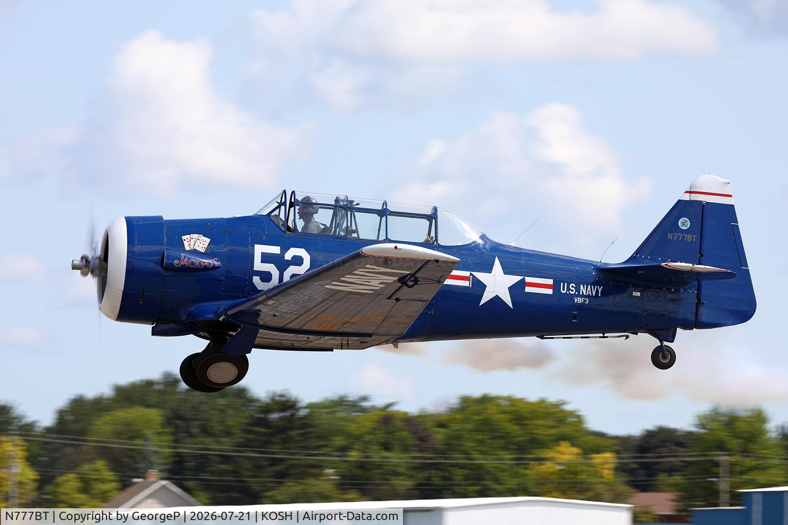 Aircraft N777BT, 1943 Canadian Car & Foundry Harvard MK IV, c/n CCF4-88, Airventure 2026., at KOSH, photo by GeorgeP