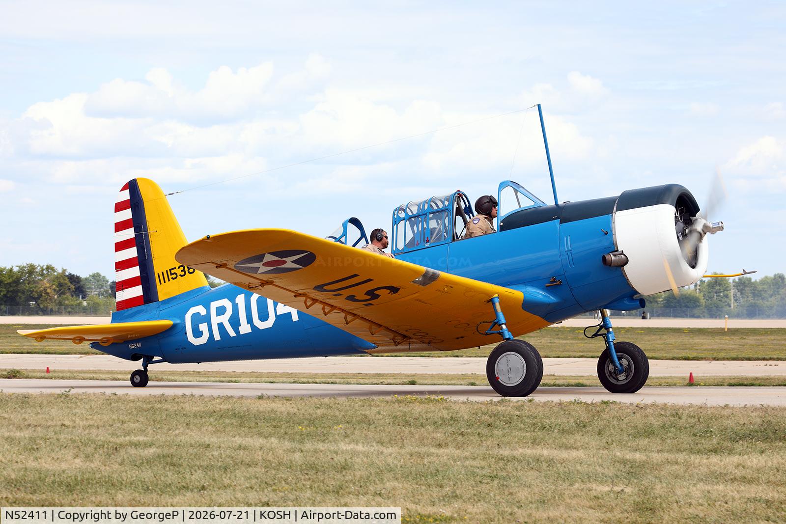 Aircraft N52411, 1941 Consolidated Vultee BT-13A, c/n 2548, Airventure 2026., at KOSH, photo by GeorgeP