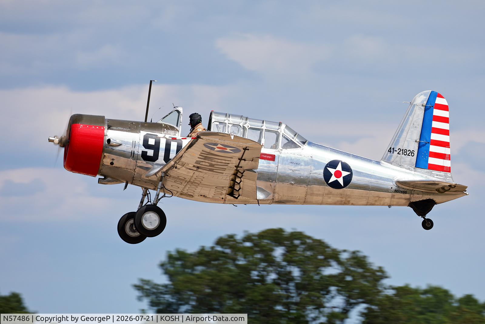 Aircraft N57486, 1942 Consolidated Vultee BT-13A Valiant, c/n 5665, Airventure 2026., at KOSH, photo by GeorgeP