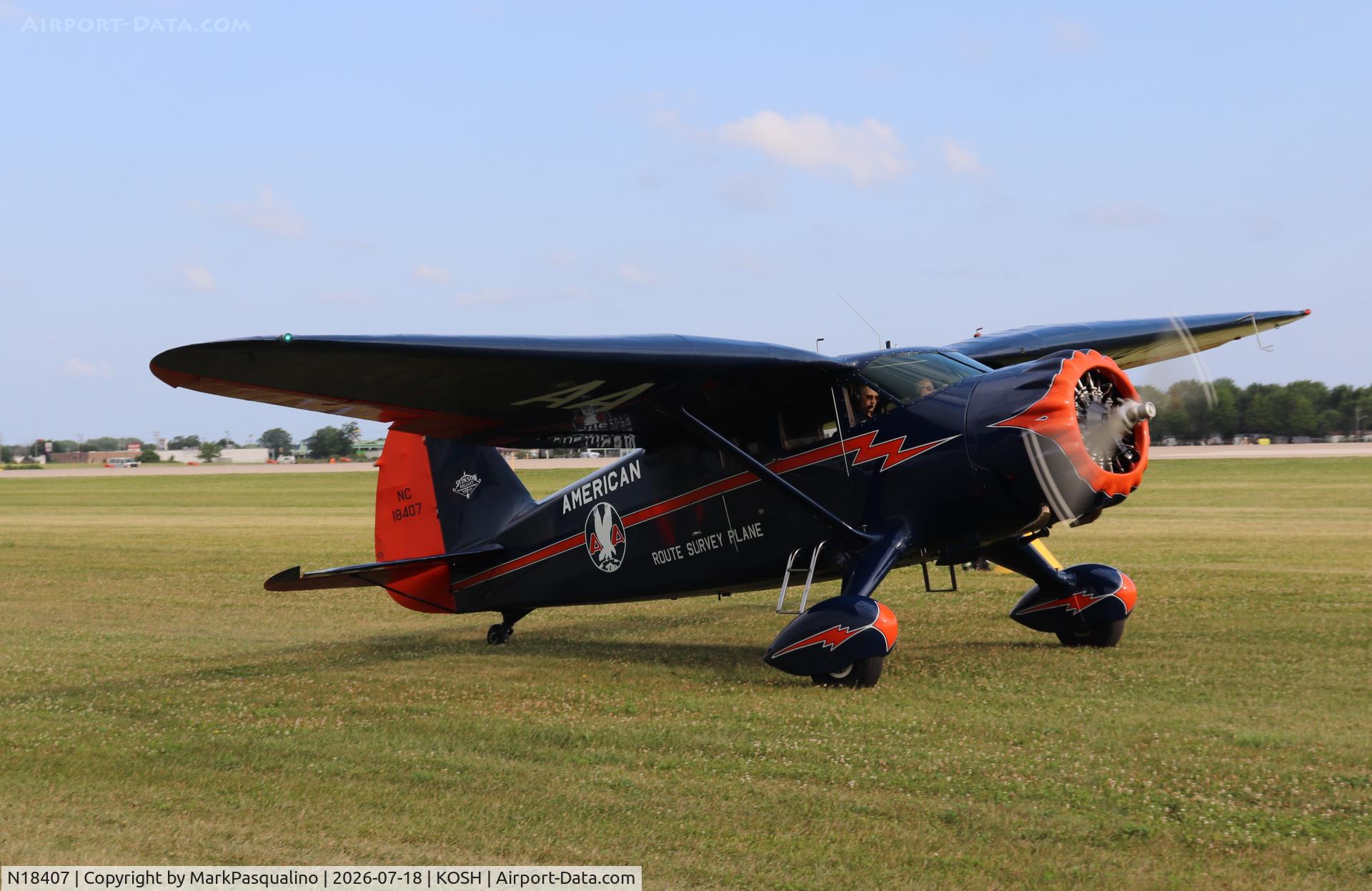 Aircraft N18407, 1937 Stinson SR-9C Reliant, c/n 5313, Stinson SR-9C, at KOSH, photo by MarkPasqualino