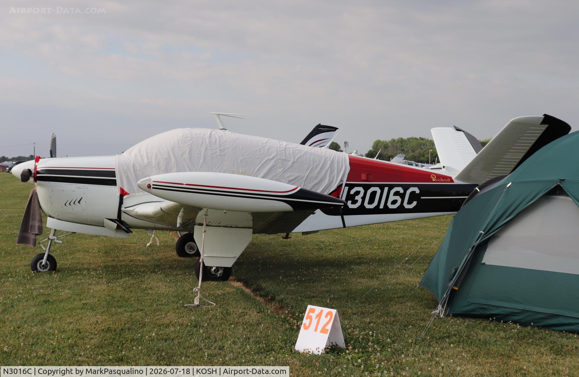 Aircraft N3016C, 1958 Beech J35 Bonanza, c/n D-5681, Beech J35, at KOSH, photo by MarkPasqualino