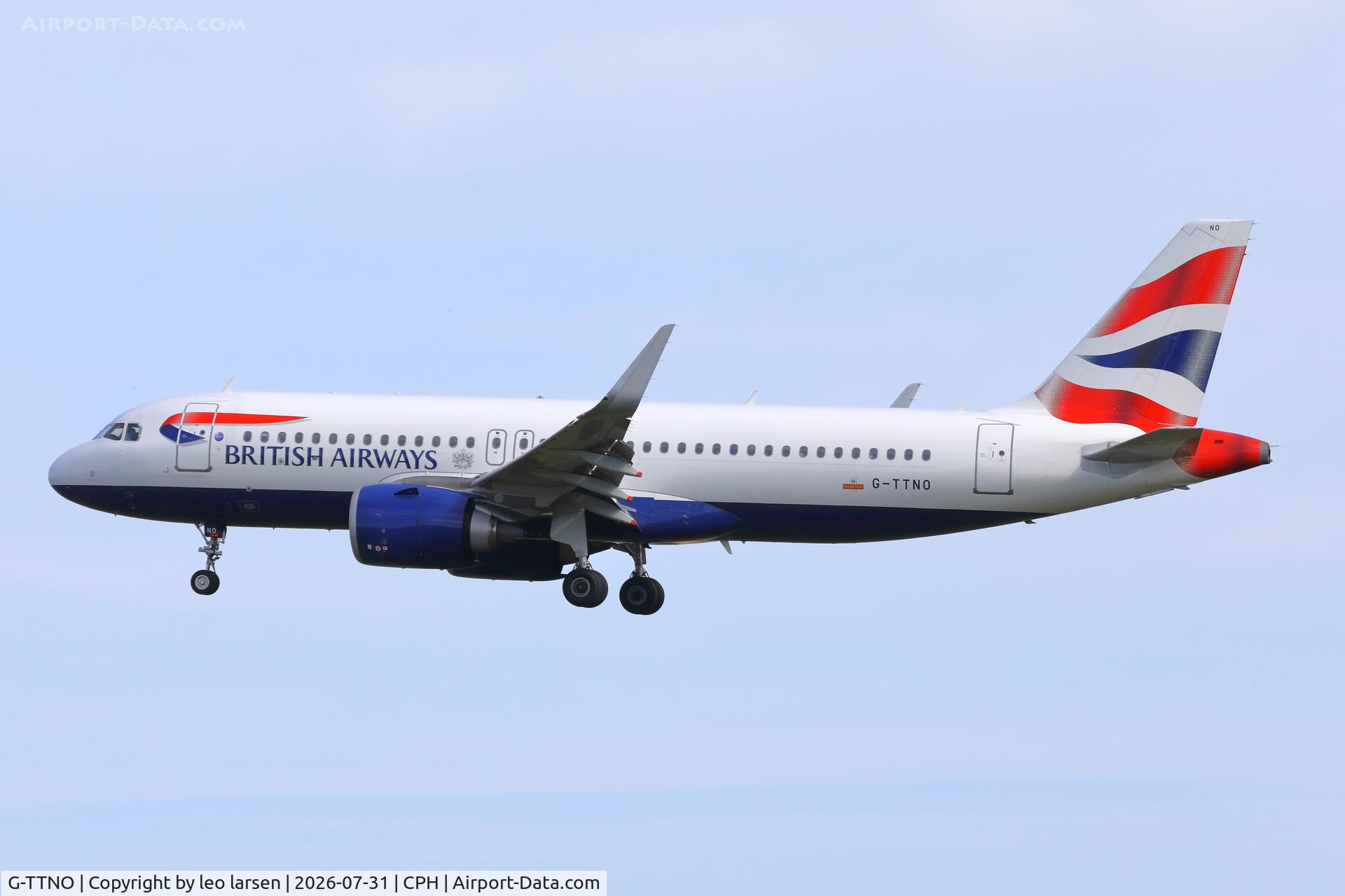 Aircraft G-TTNO, 2020 Airbus A320-251N, c/n 10388, Copenhagen 31.7.2026, at CPH, photo by leo larsen