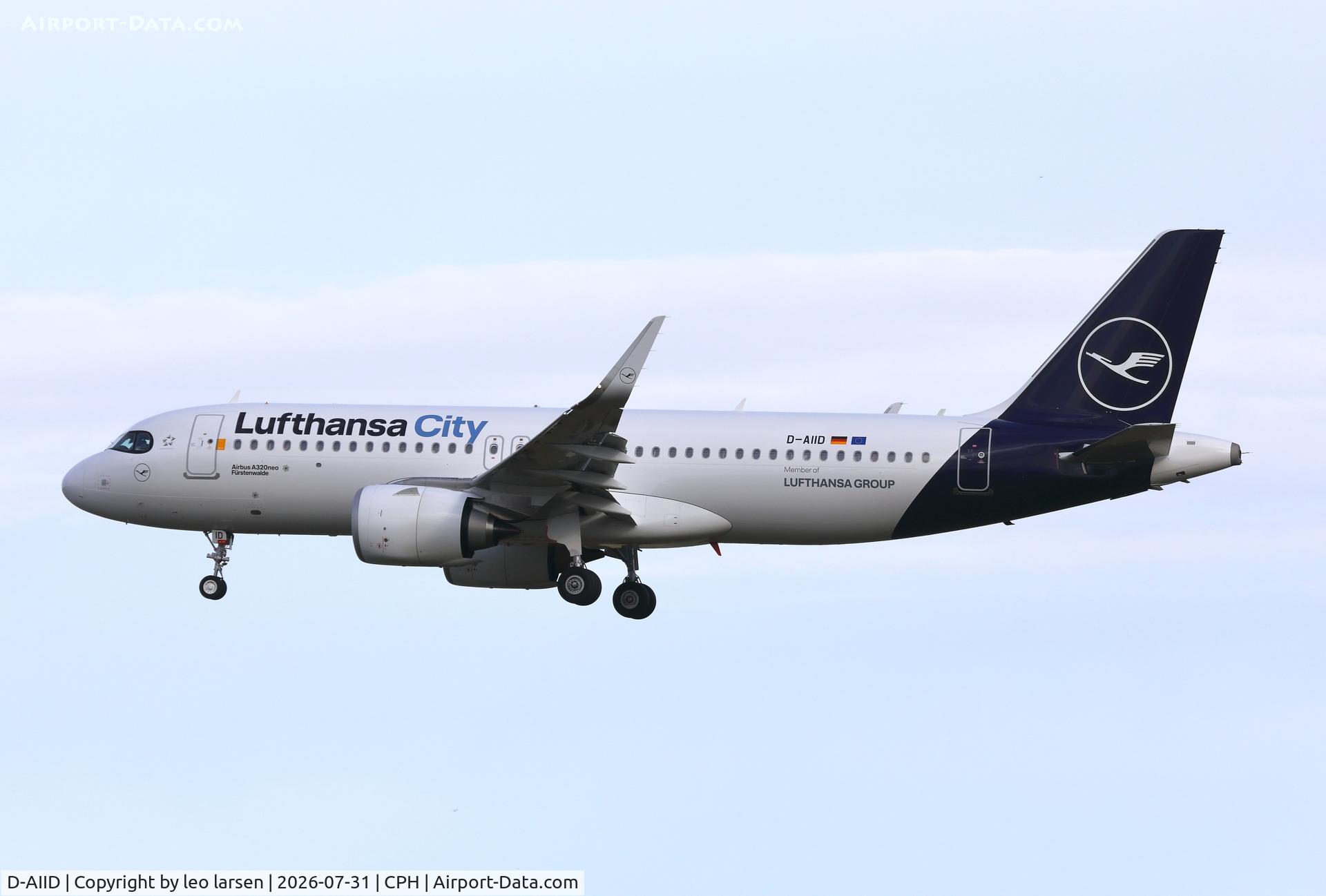 Aircraft D-AIID, 2026 Airbus A320-251 N, c/n 12818, Copenhagen 31.7.2026, at CPH, photo by leo larsen