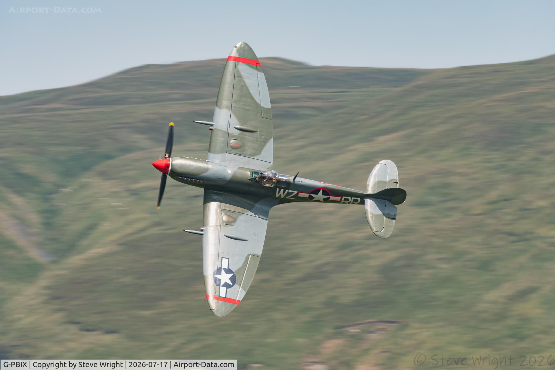 Aircraft G-PBIX, 1945 Supermarine 361 Spitfire LF.XVIe, c/n CBAF.11581, Bwlch Oerdws Mach Loop. Wales UK, photo by Steve Wright