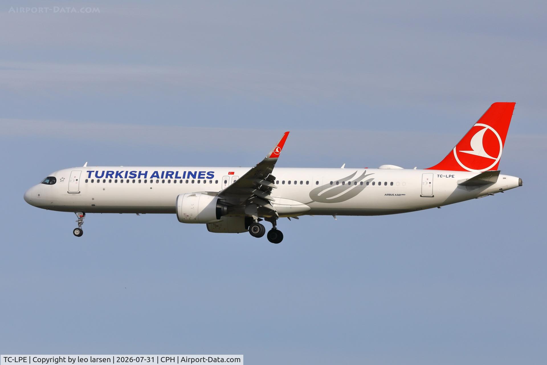 Aircraft TC-LPE, 2024 Airbus A A321-271NX, c/n 11944, Copenhagen 31.7.2026, at CPH, photo by leo larsen