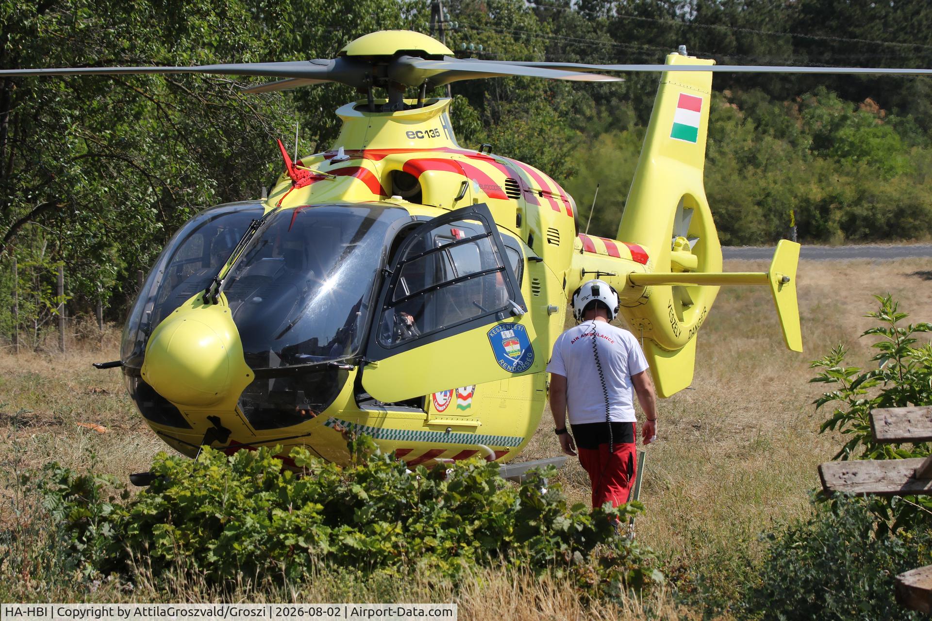Aircraft HA-HBI, 2004 Eurocopter EC-135 P2+, c/n 0357, In the village of Szentkirályszabadja, during rescue. Hungary, photo by AttilaGroszvald/Groszi