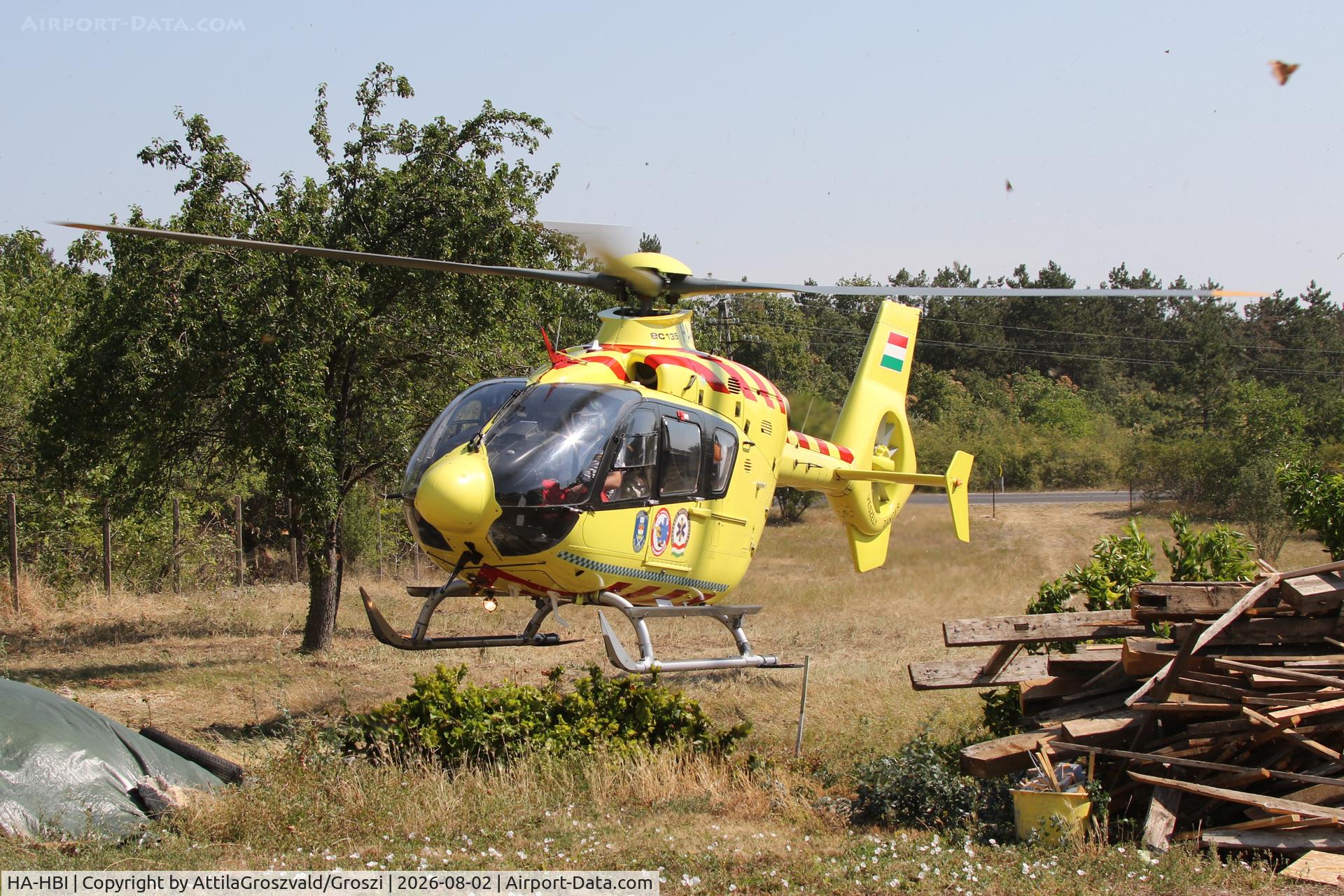 Aircraft HA-HBI, 2004 Eurocopter EC-135 P2+, c/n 0357, In the village of Szentkirályszabadja, during rescue. Hungary, photo by AttilaGroszvald/Groszi