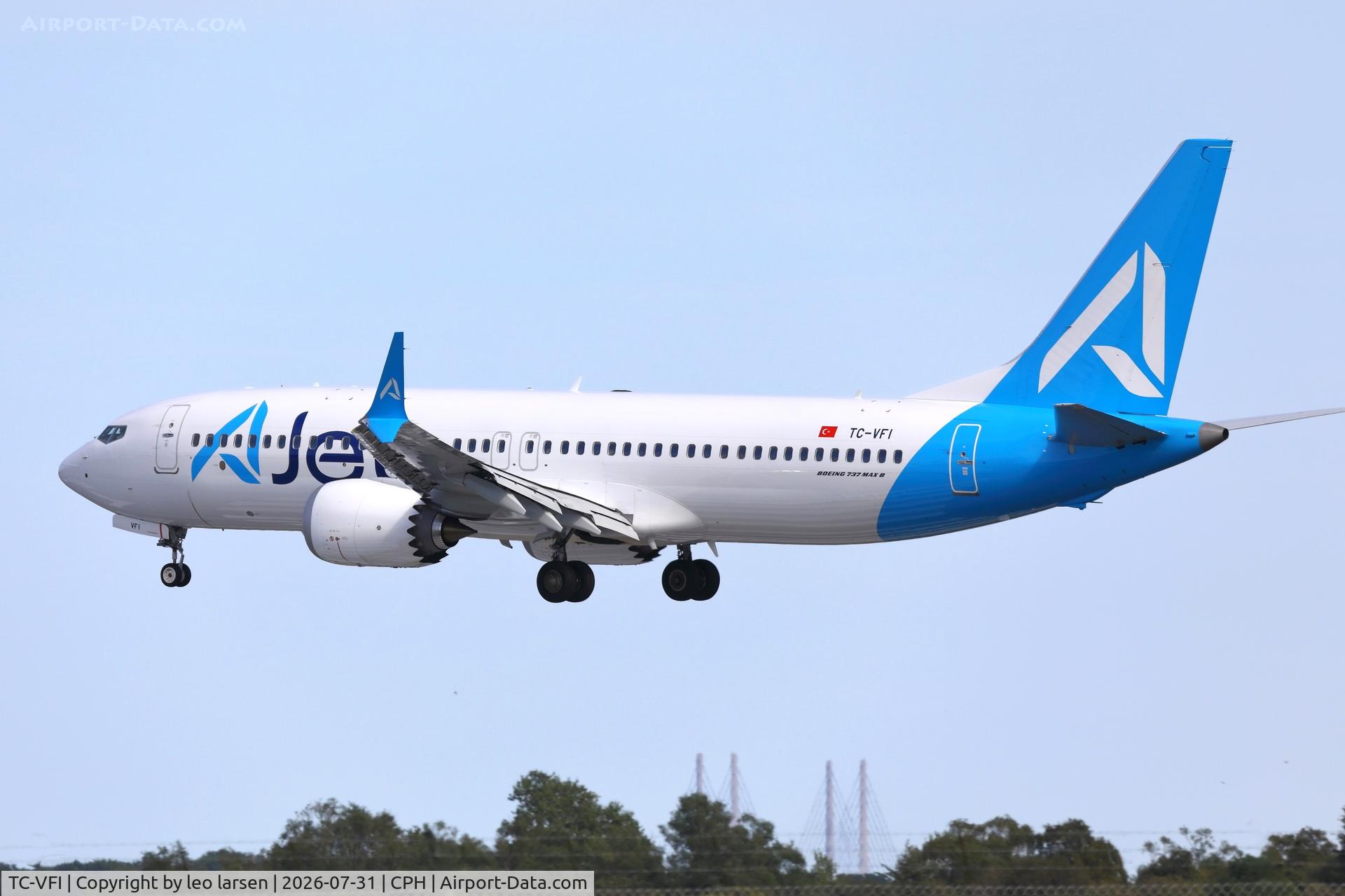Aircraft TC-VFI, 2026 Boeing B-737-8 Max, c/n 62940 l/n 9673, Copenhagen 31.7.2026, at CPH, photo by leo larsen