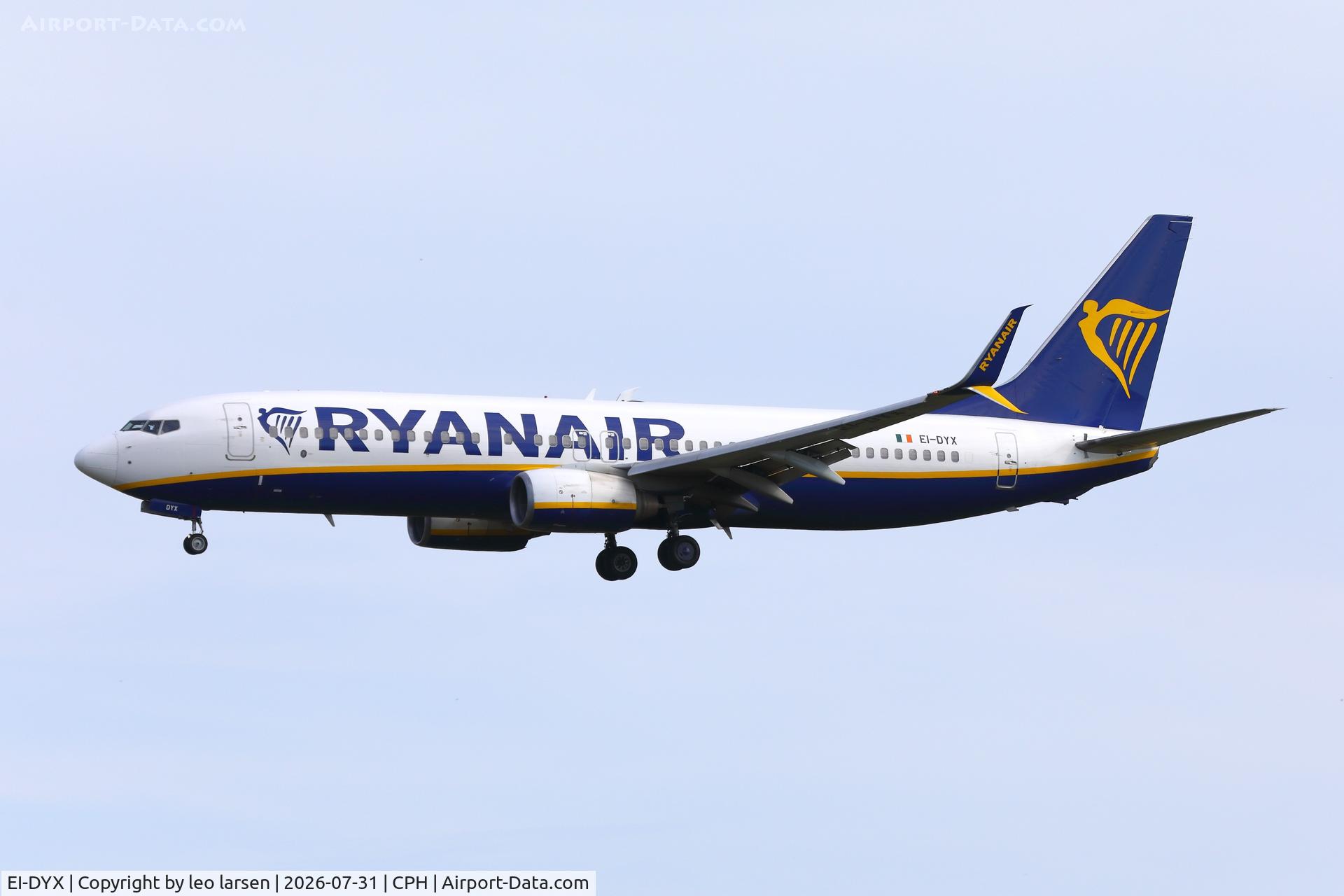 Aircraft EI-DYX, 2008 Boeing 737-8AS, c/n 37517 l/n 2754, Copenhagen 31.7.2026, at CPH, photo by leo larsen