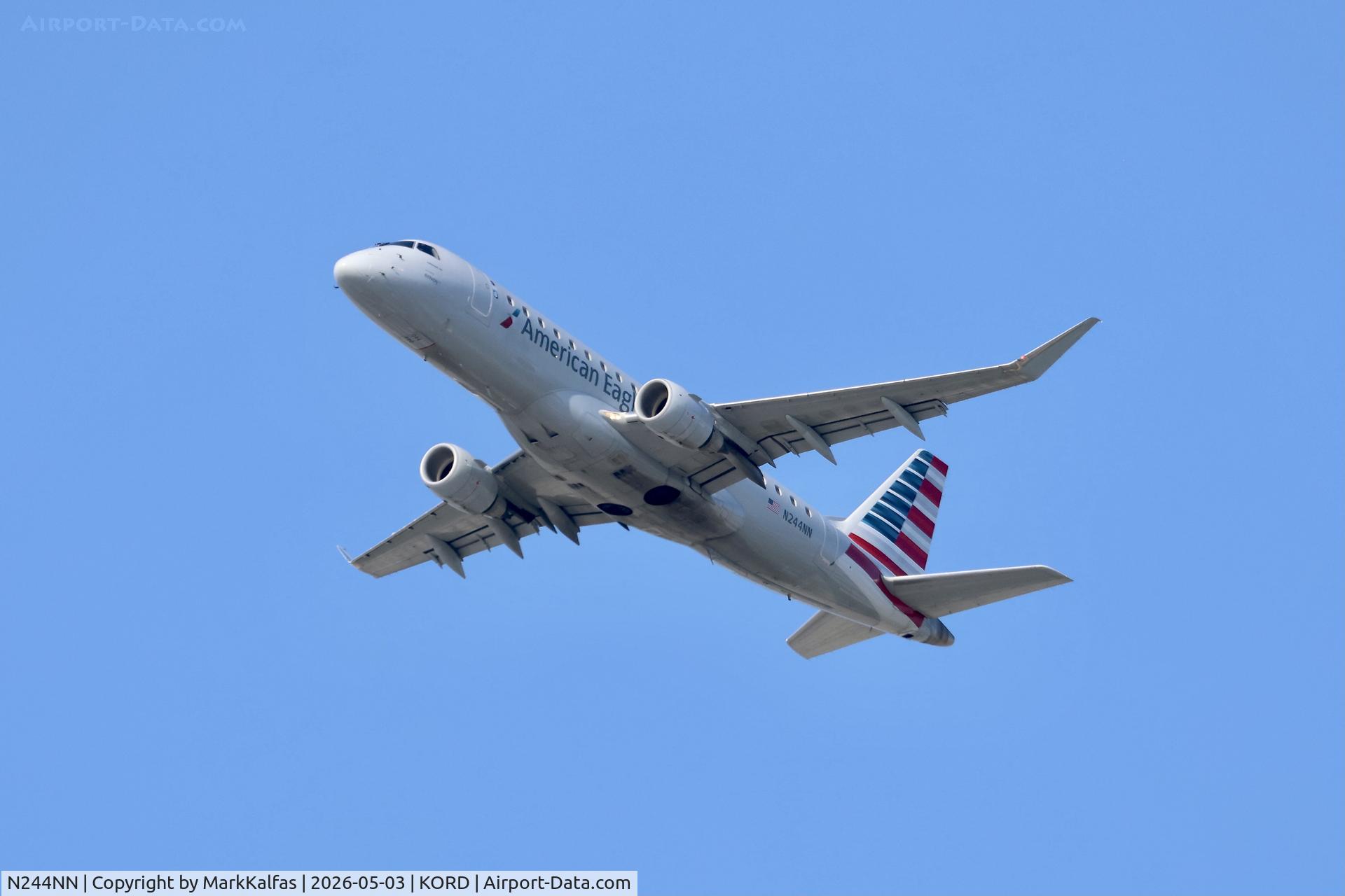 Aircraft N244NN, 2016 Embraer 175LR (ERJ-170-200LR), c/n 17000609, E75L Envoy / American Eagle Embraer 175LR (ERJ-170-200LR) N244NN departing 28R KORD, at KORD, photo by MarkKalfas