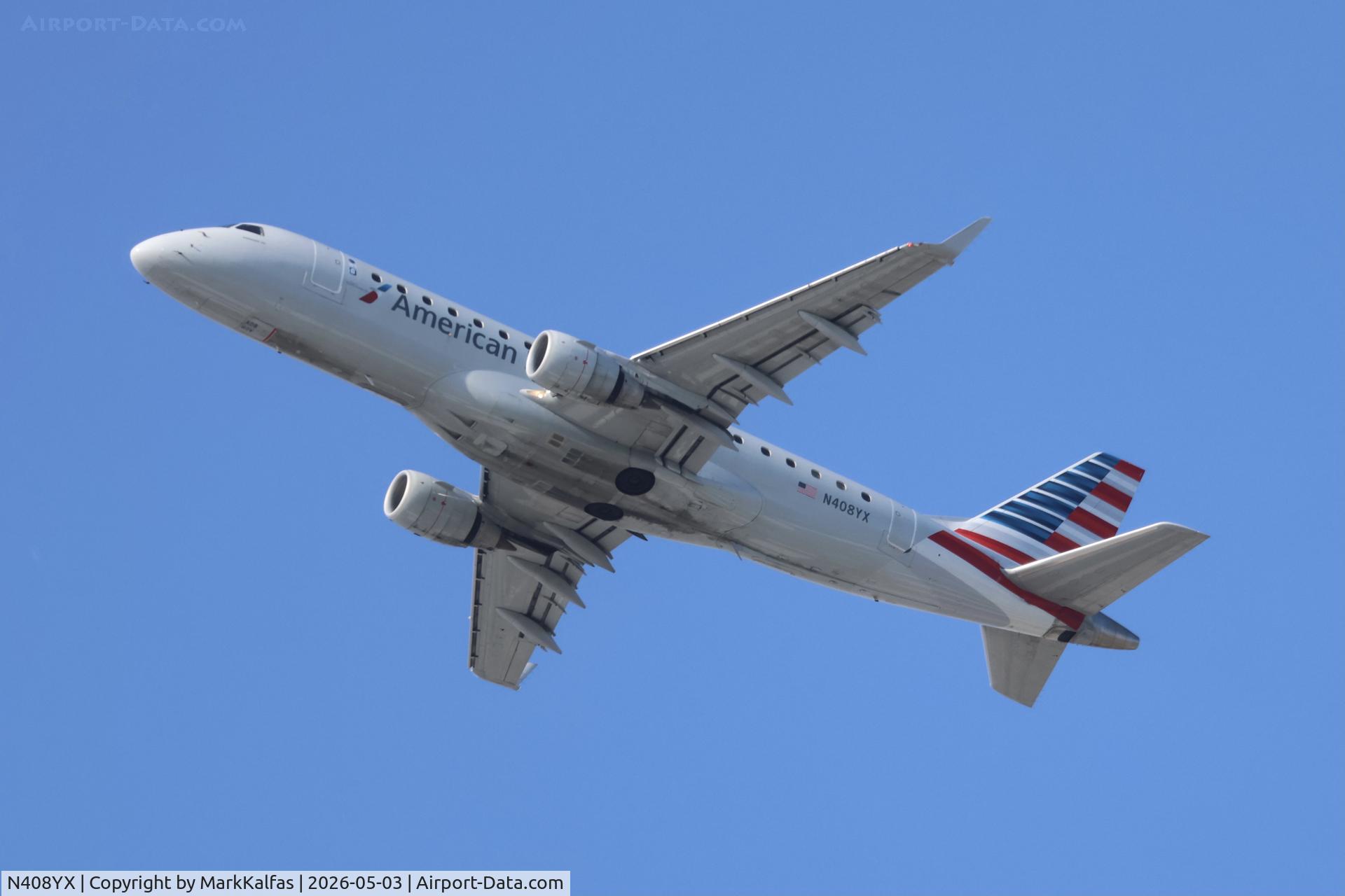 Aircraft N408YX, 2013 Embraer 175LR (ERJ-170-200LR), c/n 17000371, E75L Envoy / American Eagle Embraer 175LR, N408YX departing 28R KORD, photo by MarkKalfas