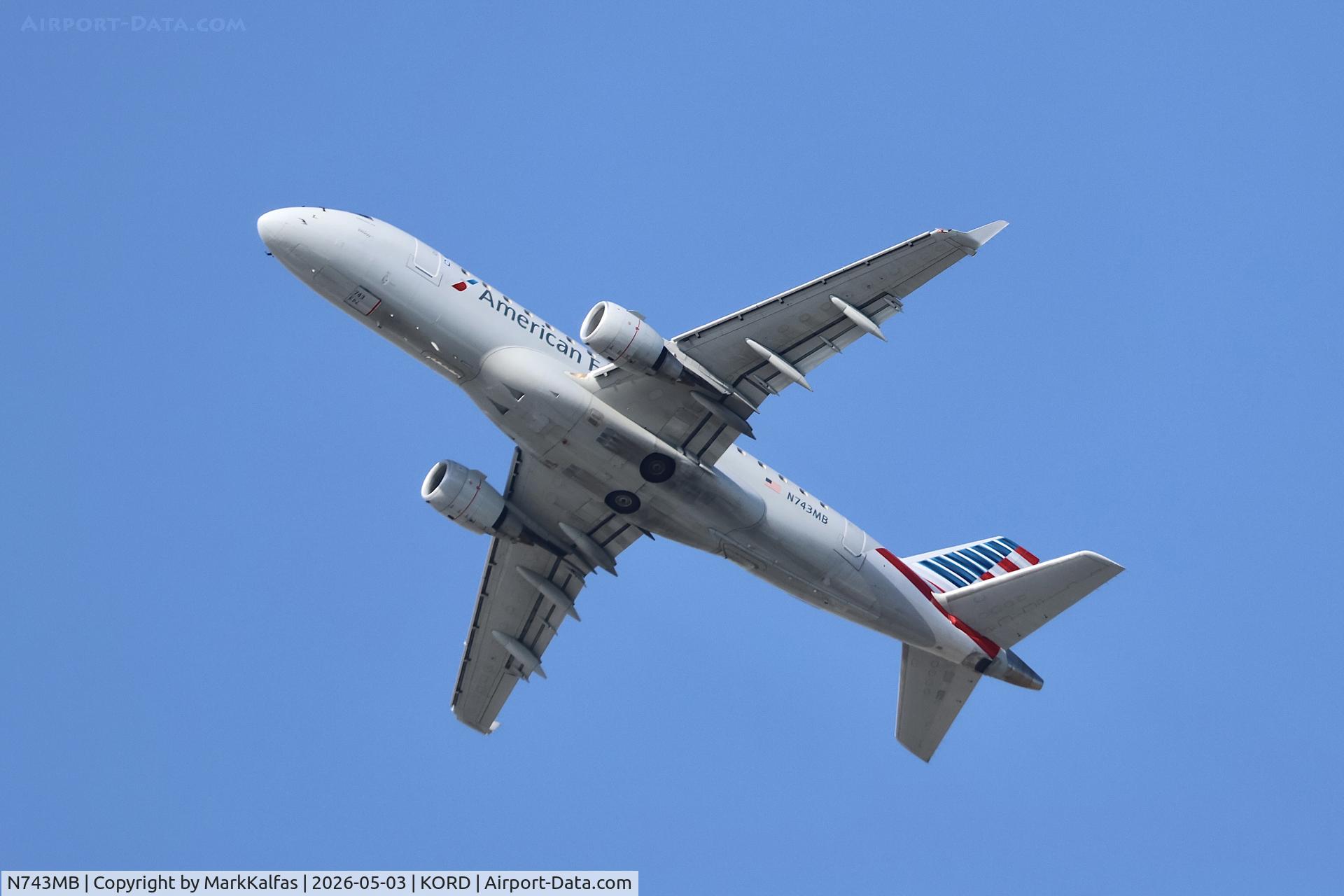 Aircraft N743MB, 2006 Embraer ERJ-170-100 SE, c/n 17000143, E170 Envoy / American Eagle Embraer ERJ-170-100 SE N743MB departing 28R KORD, at KORD, photo by MarkKalfas