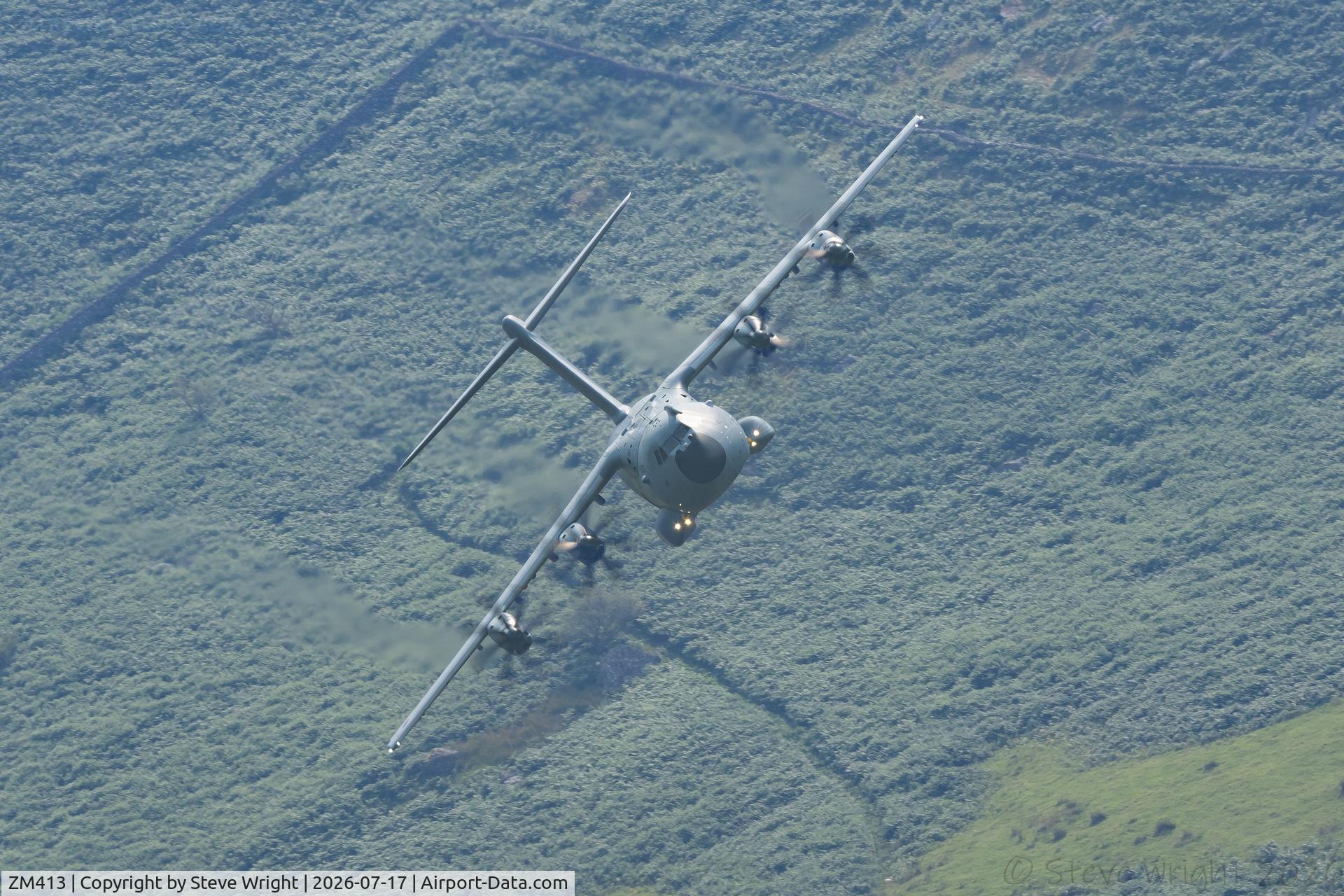 ZM413, 2016 Airbus A400M-180 Atlas C.1, c/n 045, Bwlch Oerdrws Mach Loop. Wales UK