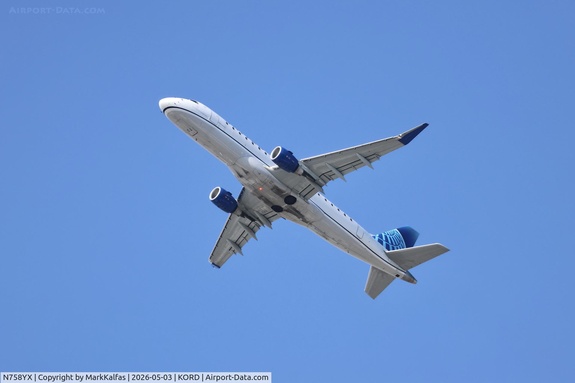 Aircraft N758YX, 2023 Embraer 175LR (ERJ-170-200LR), c/n 17000936, E75L Republic Airways/United Express EMBRAER 175LW N758YX departing 28R KORD, at KORD, photo by MarkKalfas