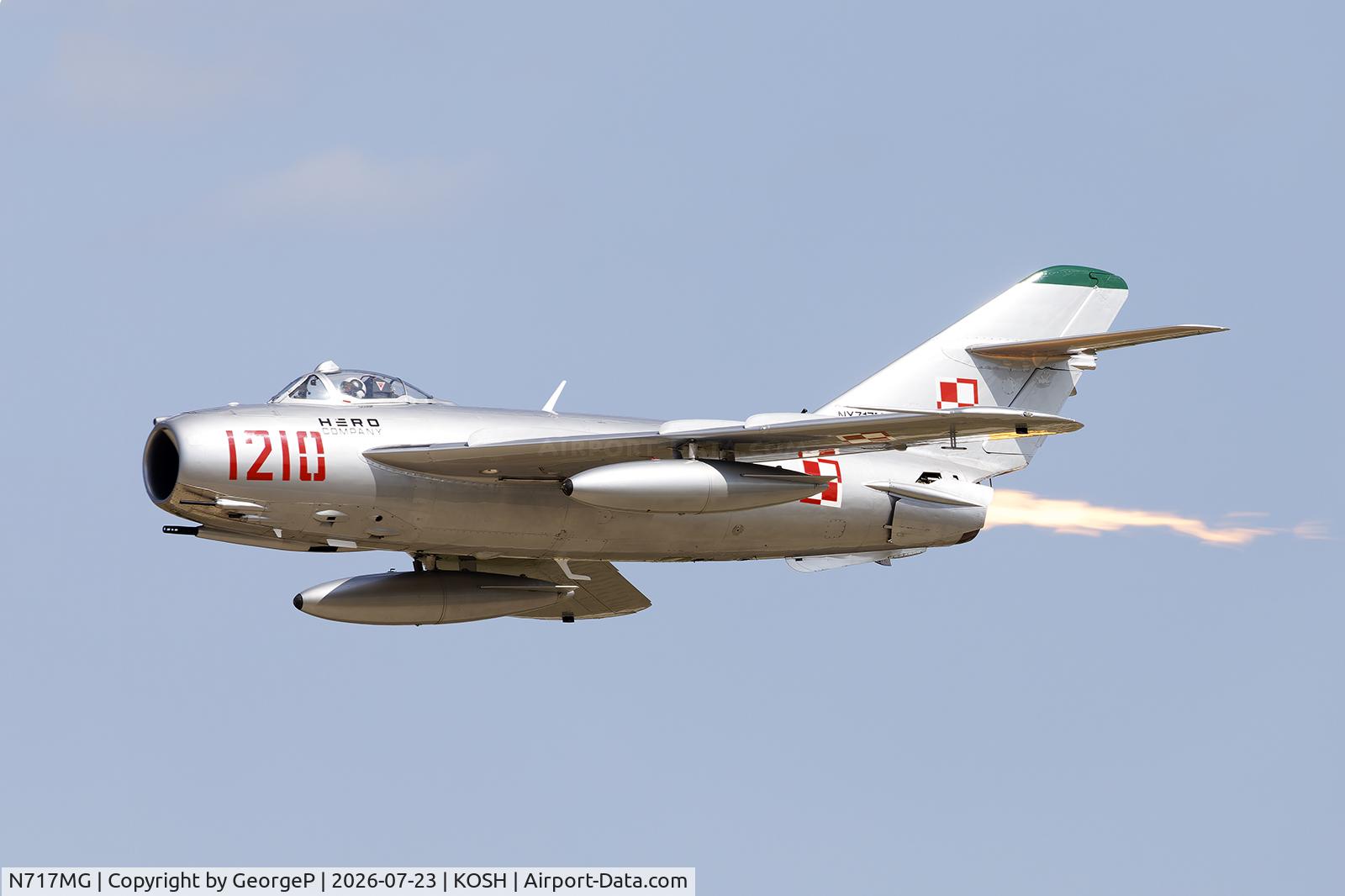 Aircraft N717MG, 1957 PZL-Mielec Lim-5 (MiG-17F), c/n 1C1210, Airventure 2026., at KOSH, photo by GeorgeP