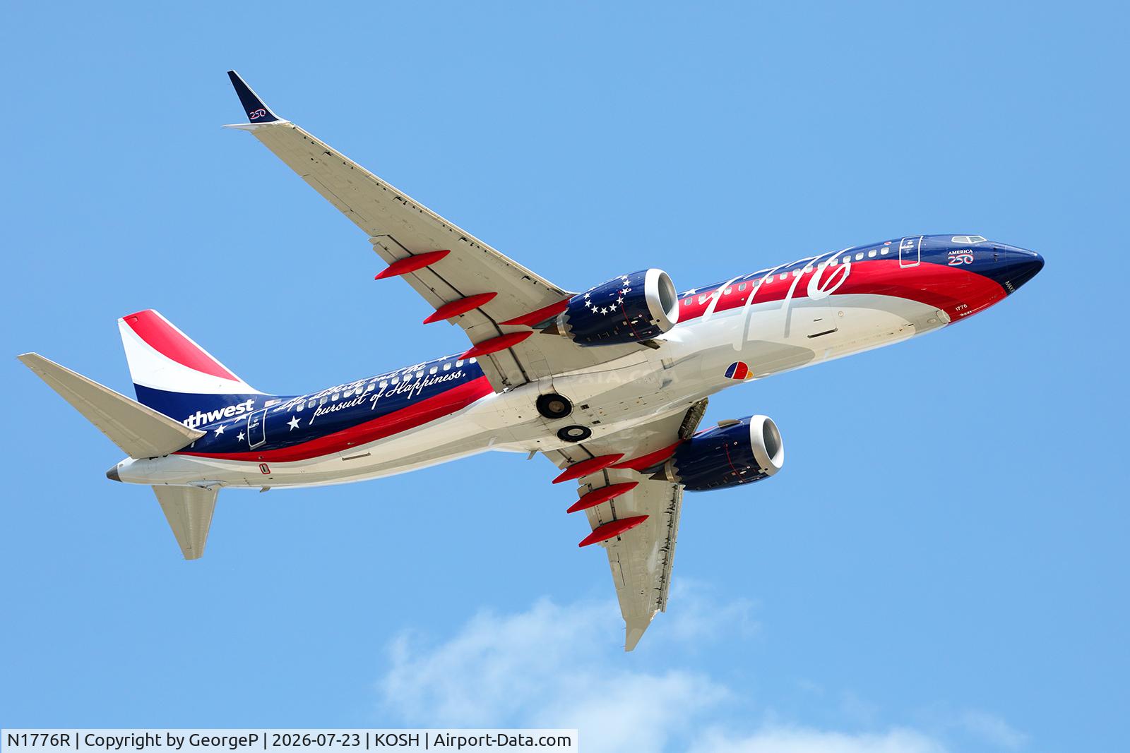 Aircraft N1776R, 2026 Boeing 737 MAX 8 'Independence One' livery, c/n 42701 l/n 9521, Airventure 2026., at KOSH, photo by GeorgeP
