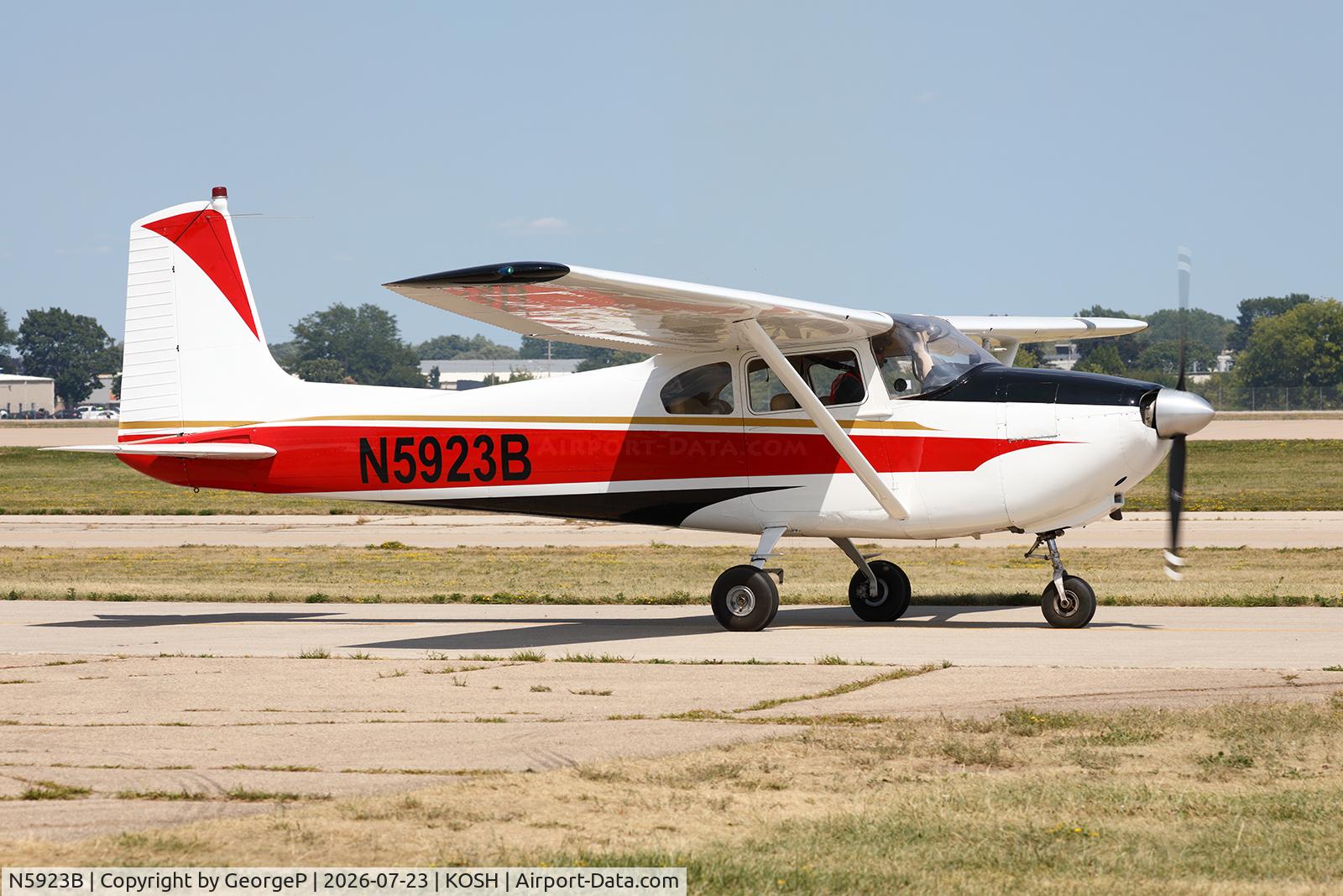 Aircraft N5923B, 1956 Cessna 182A Skylane, c/n 33923, Airventure 2026., at KOSH, photo by GeorgeP