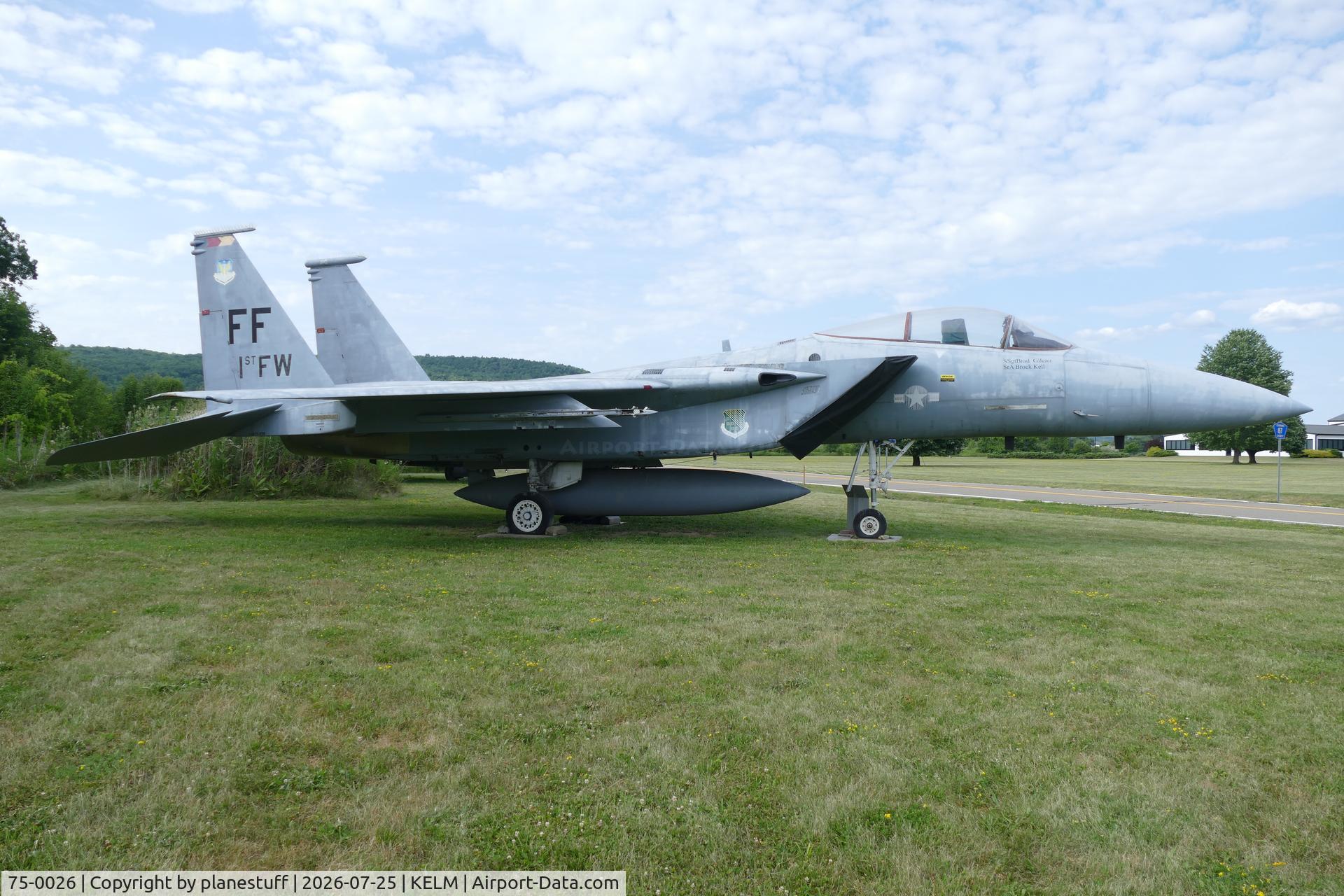 Aircraft 75-0026, 1975 McDonnell Douglas F-15A Eagle, c/n 123/A106, Wings of Eagles Discovery Center, at KELM, photo by planestuff
