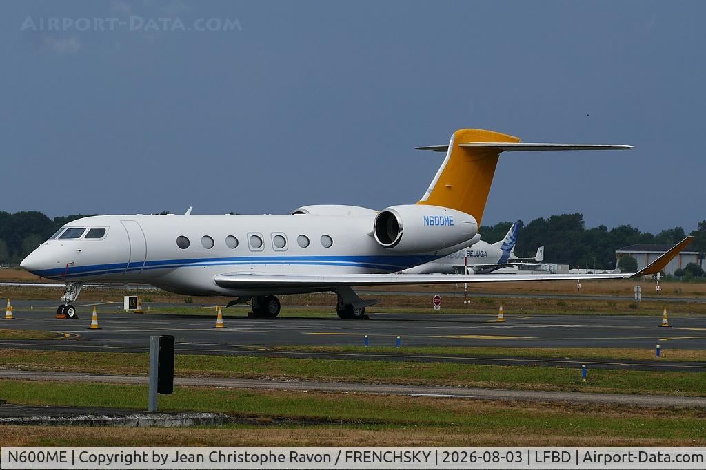 Aircraft N600ME, 2025 Gulfstream GVII-G600, c/n 73202, private, at LFBD, photo by Jean Christophe Ravon / FRENCHSKY