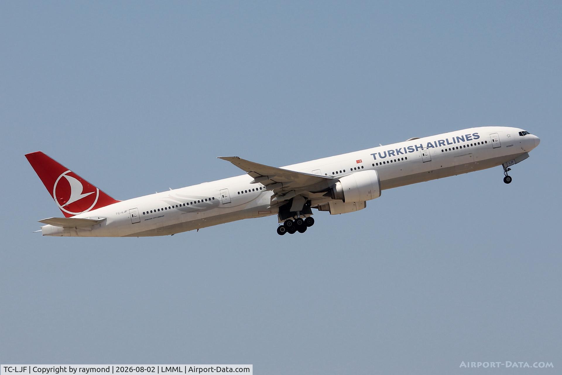 Aircraft TC-LJF, 2016 Boeing 777-3F2/ER, c/n 44127, Boeing 777-3F2/ER reg TC-LJF of Turkish Airlines airborne from Malta RW31., at LMML, photo by raymond