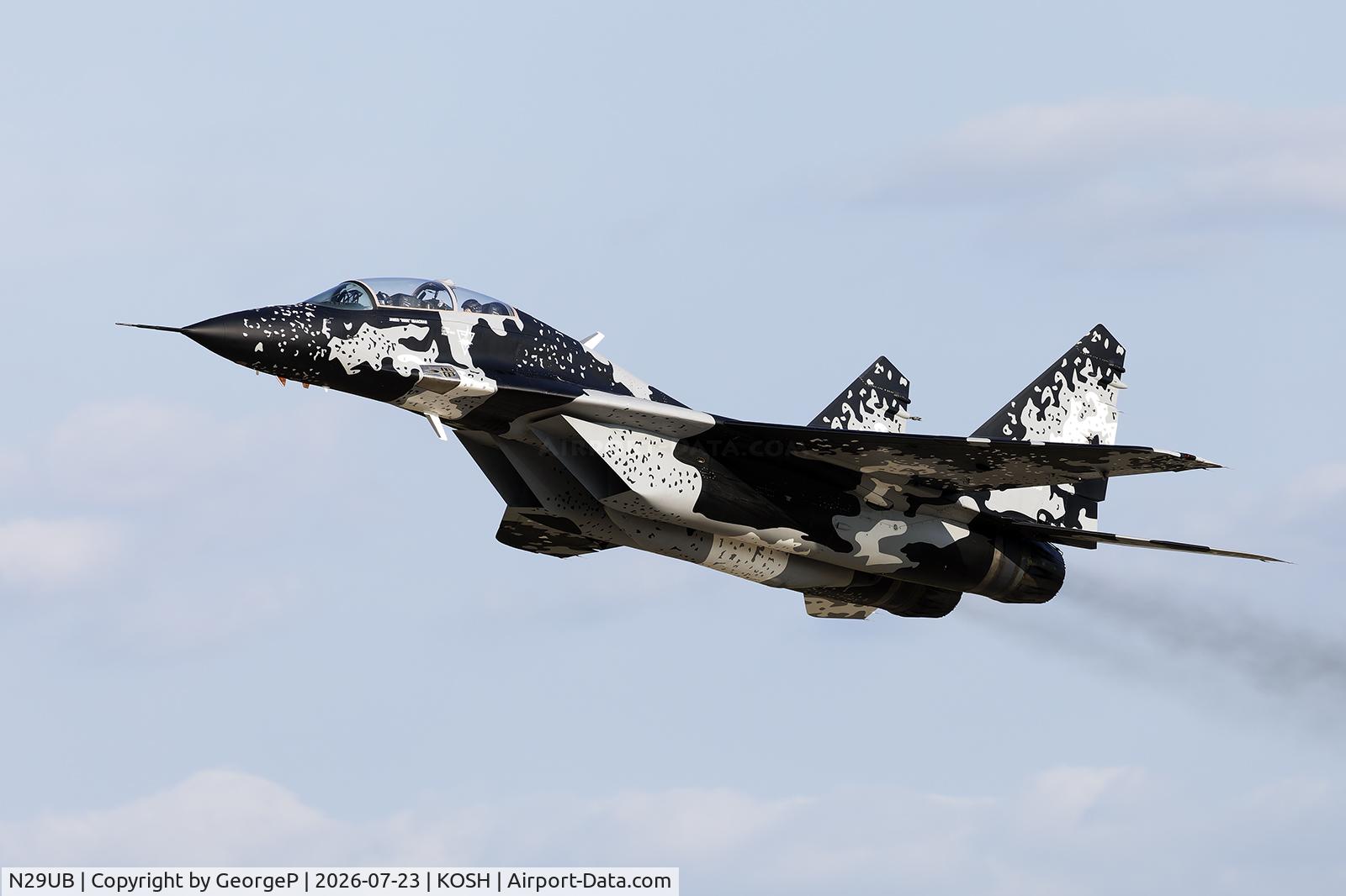 Aircraft N29UB, 1989 Mikoyan-Gurevich MiG-29UB, c/n 50903014896, Airventure 2026., at KOSH, photo by GeorgeP