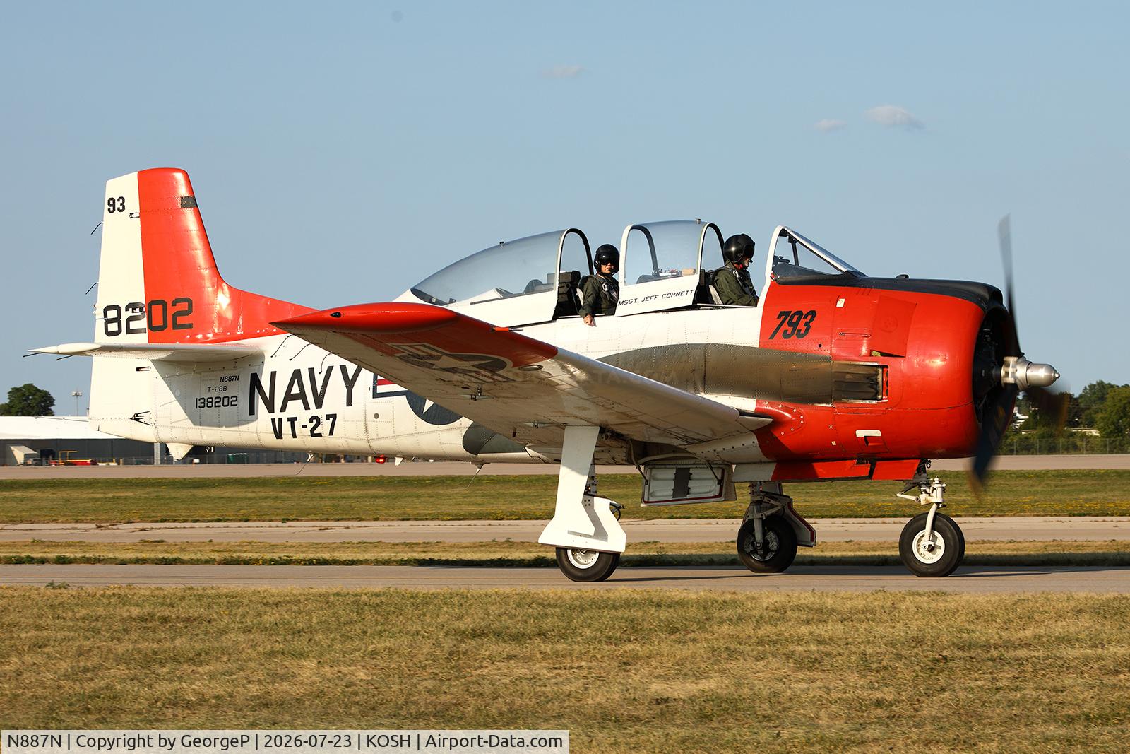 Aircraft N887N, 1955 North American T-28B Trojan, c/n 200-273 (138202), Airventure 2026., at KOSH, photo by GeorgeP