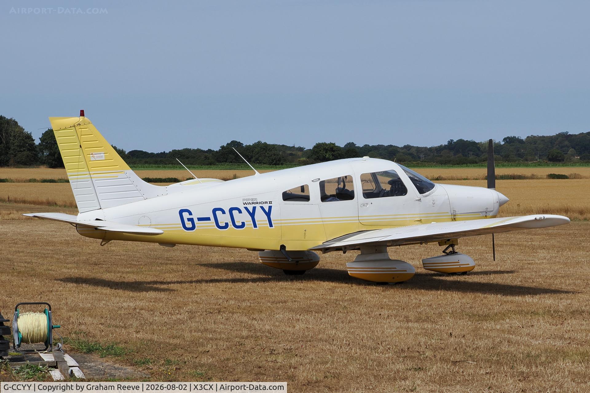 Aircraft G-CCYY, 1989 Piper PA-28-161 Cherokee Warrior II, c/n 2816094, Parked at Northrepps., at X3CX, photo by Graham Reeve