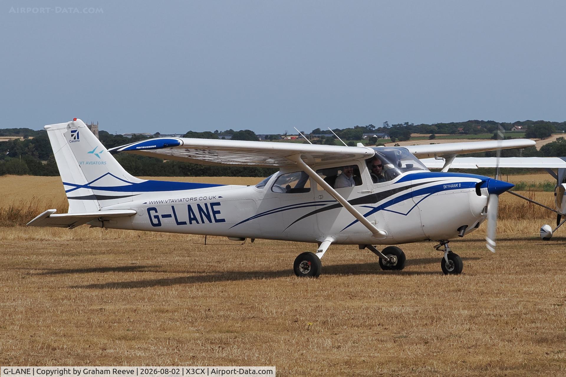 Aircraft G-LANE, 1979 Reims Cessna F172N, c/n 1853, Just landed at Northrepps., at X3CX, photo by Graham Reeve