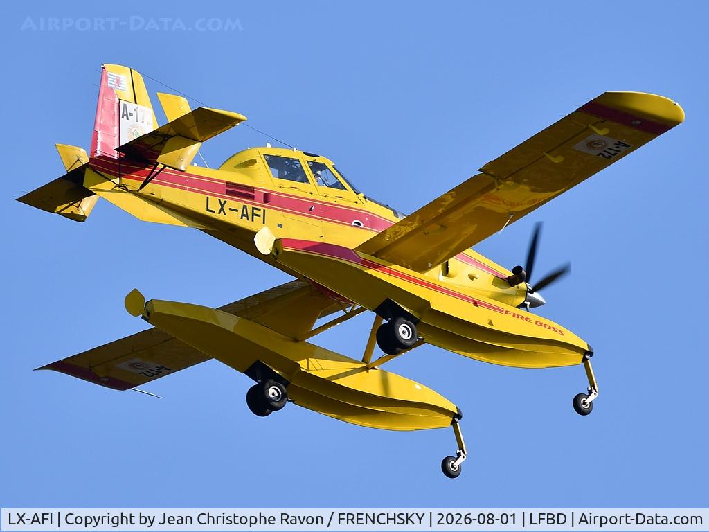 Aircraft LX-AFI, Air Tractor AT-802F Fire Boss, c/n 802-1151, Aquarius Aerial Firefighting, at LFBD, photo by Jean Christophe Ravon / FRENCHSKY