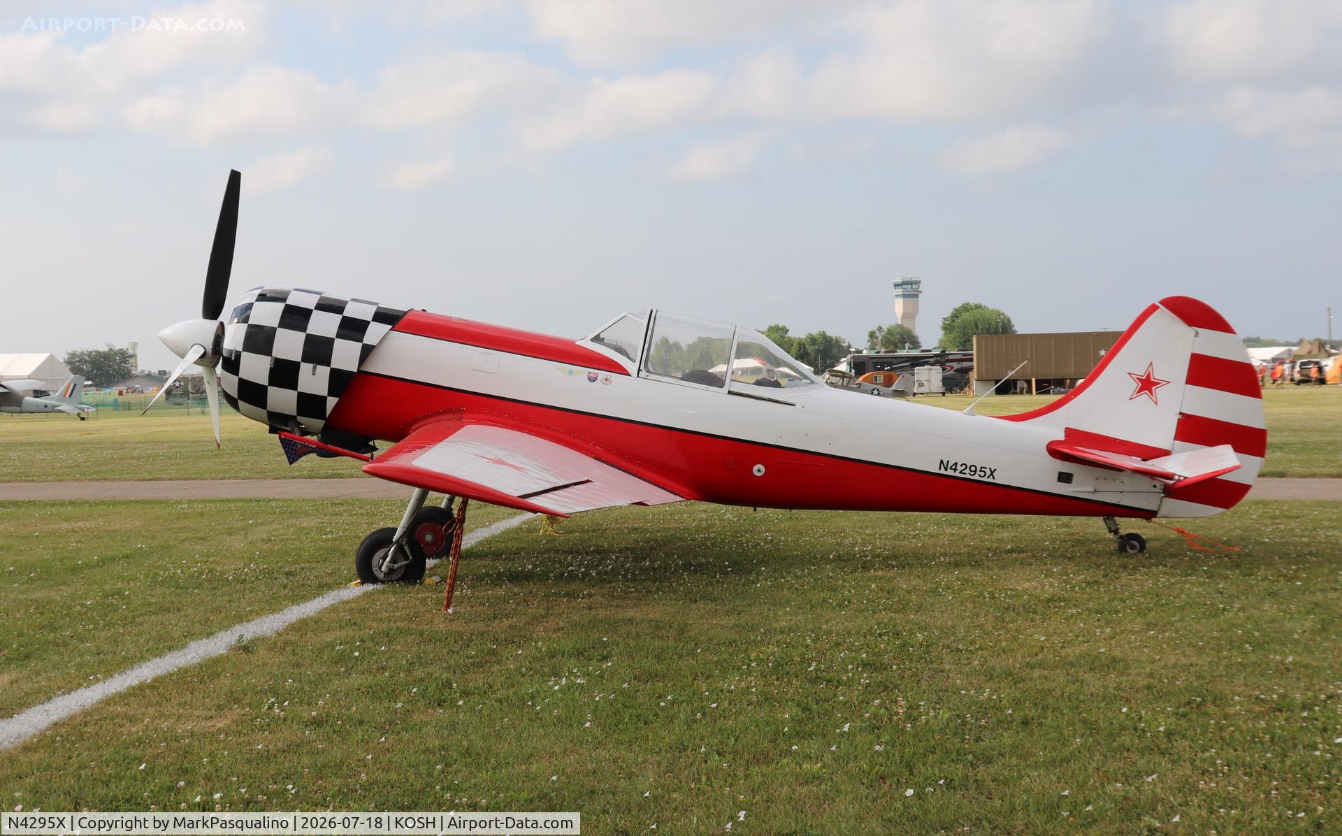 Aircraft N4295X, 1975 Yakovlev YAK-50, c/n 750503, YAK-50, at KOSH, photo by MarkPasqualino