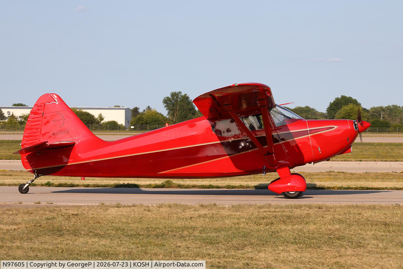 Aircraft N97605, 1946 Stinson 108 Voyager, c/n 108-605, Airventure 2026., at KOSH, photo by GeorgeP