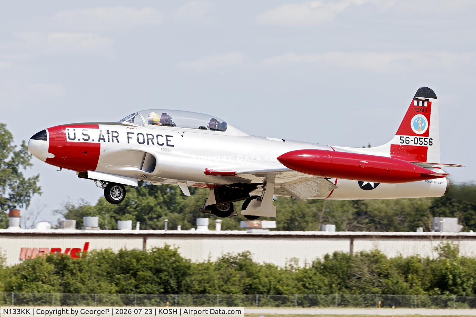 Aircraft N133KK, Canadair T-33AN Silver Star 3, c/n T33-556, Airventure 2026., at KOSH, photo by GeorgeP