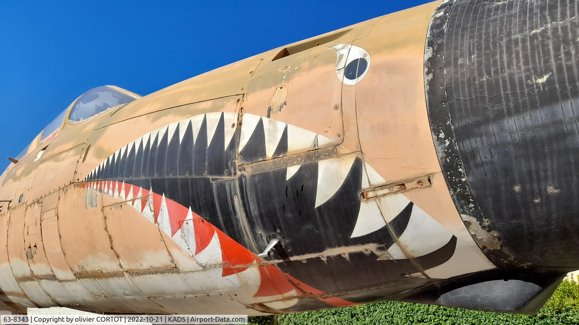 Aircraft 63-8343, 1962 Republic F-105F-1-RE Thunderchief, c/n F120, sharkmouth !, at KADS, photo by olivier CORTOT