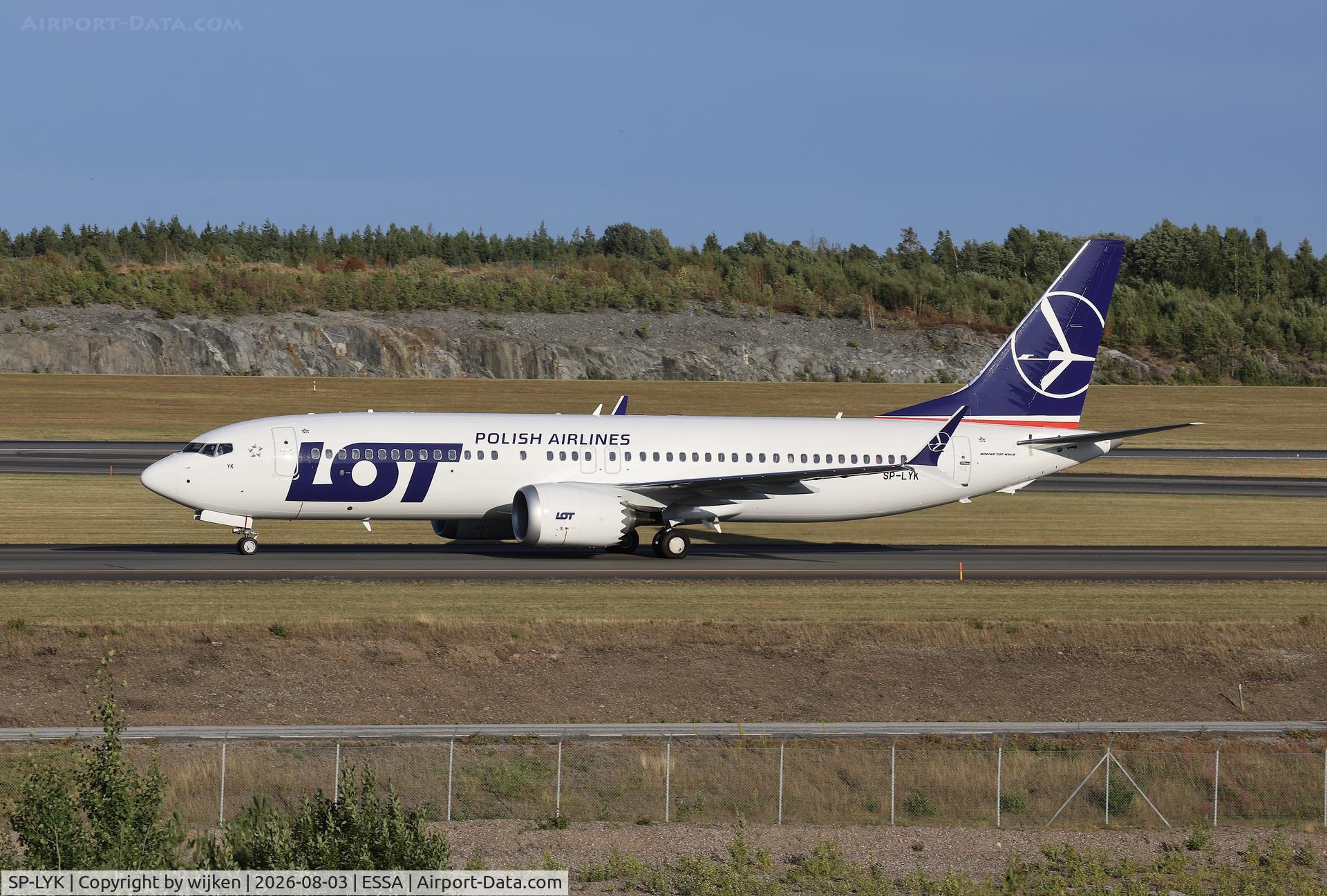 Aircraft SP-LYK, 2026 Boeing 737-8 MAX, c/n 61834 l/n 9730, Twy W, at ESSA, photo by wijken