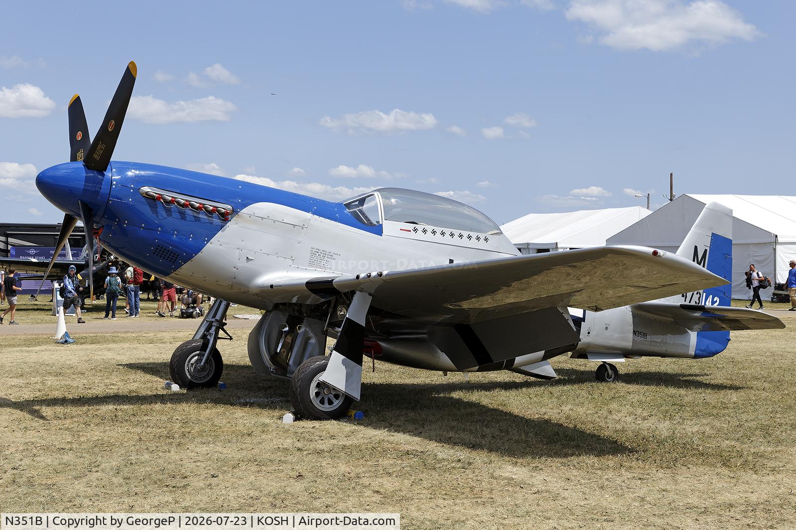 Aircraft N351B, 1944 North American P-51D, c/n 122-39601, Airventure 2026., at KOSH, photo by GeorgeP