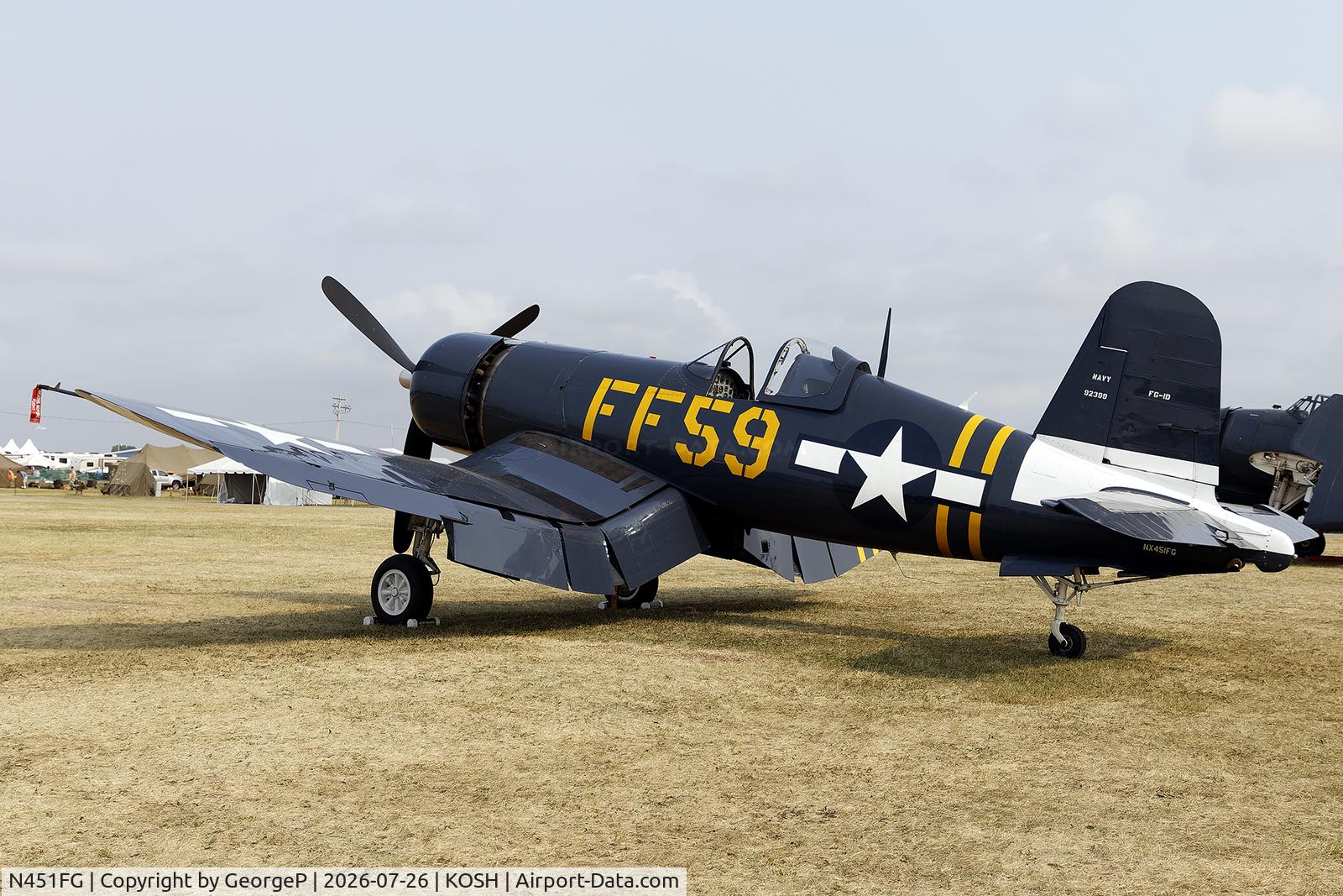 Aircraft N451FG, 1945 Goodyear FG-1D Corsair, c/n 3660, Airventure 2026., at KOSH, photo by GeorgeP