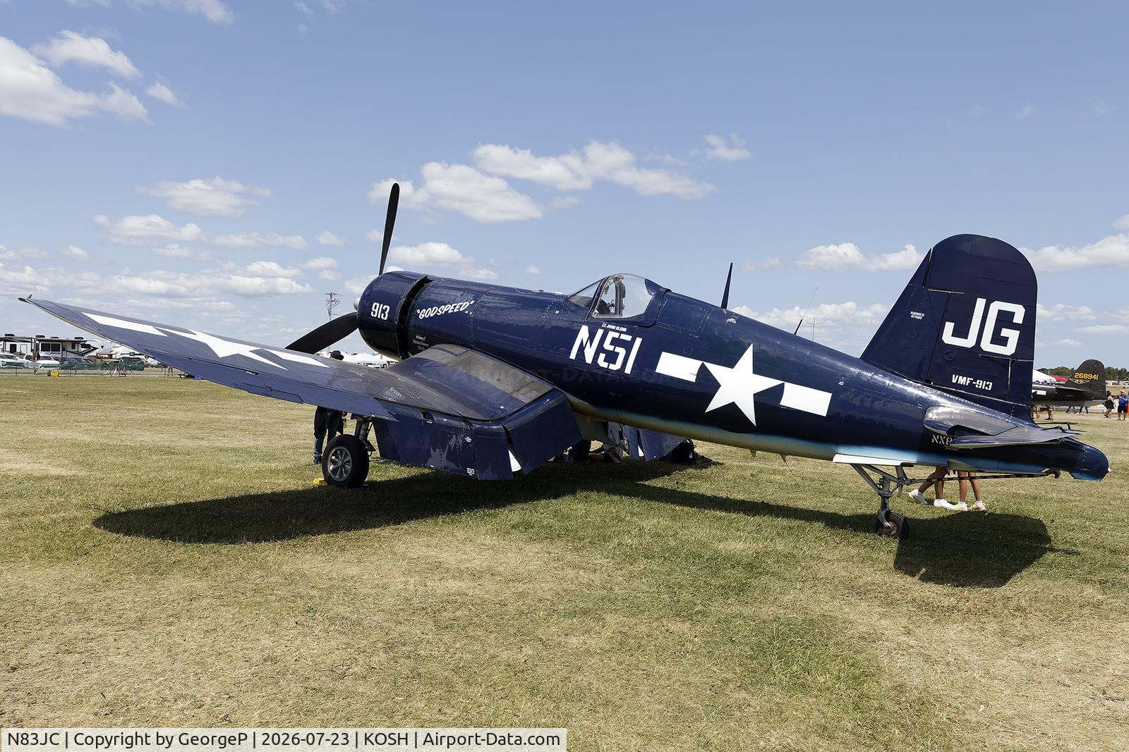 Aircraft N83JC, 1943 Goodyear FG-1D Corsair, c/n 67089, Airventure 2026., at KOSH, photo by GeorgeP