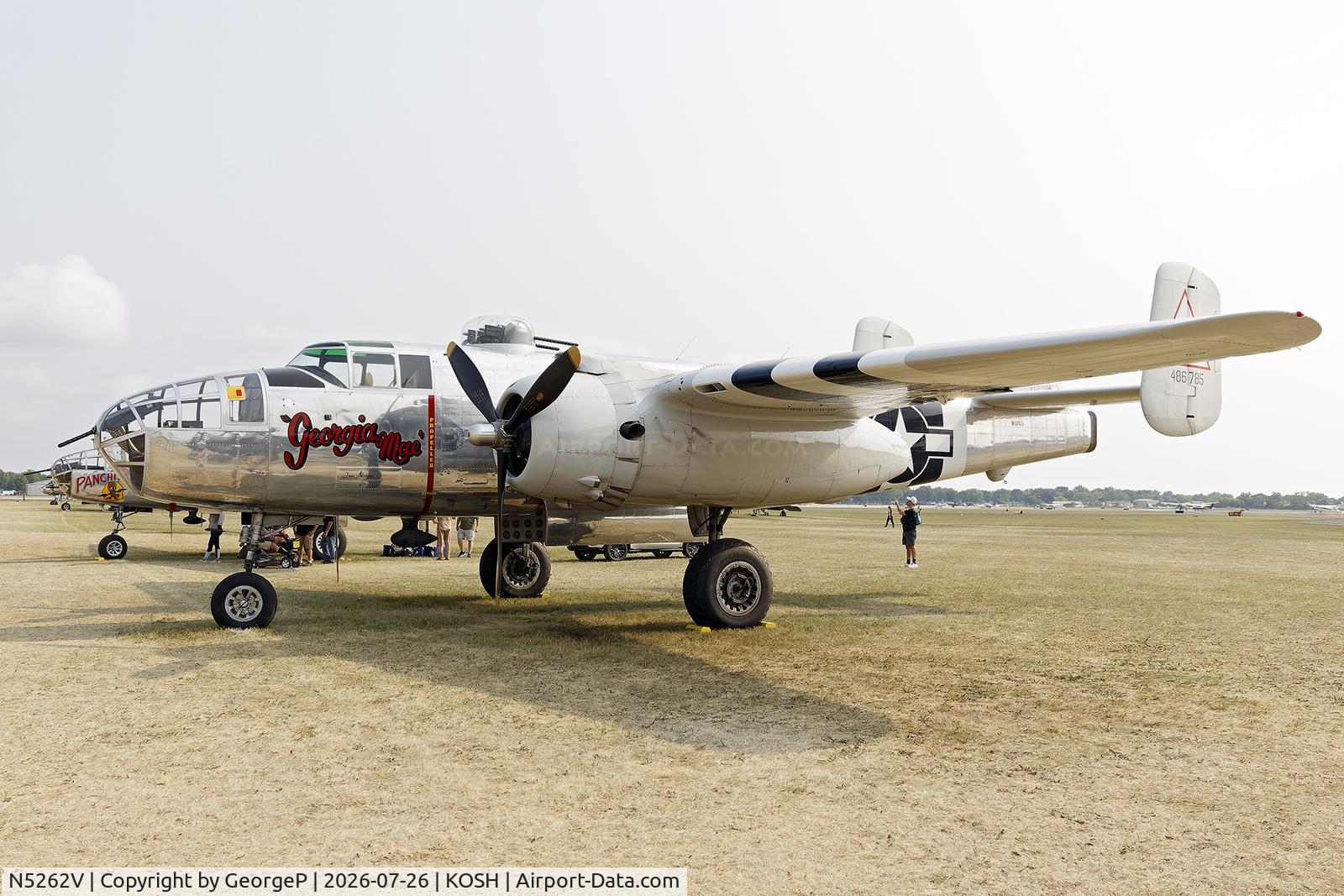 Aircraft N5262V, 1944 North American B-25J-32-NC Mitchell, c/n 44-86785, Airventure 2026., at KOSH, photo by GeorgeP