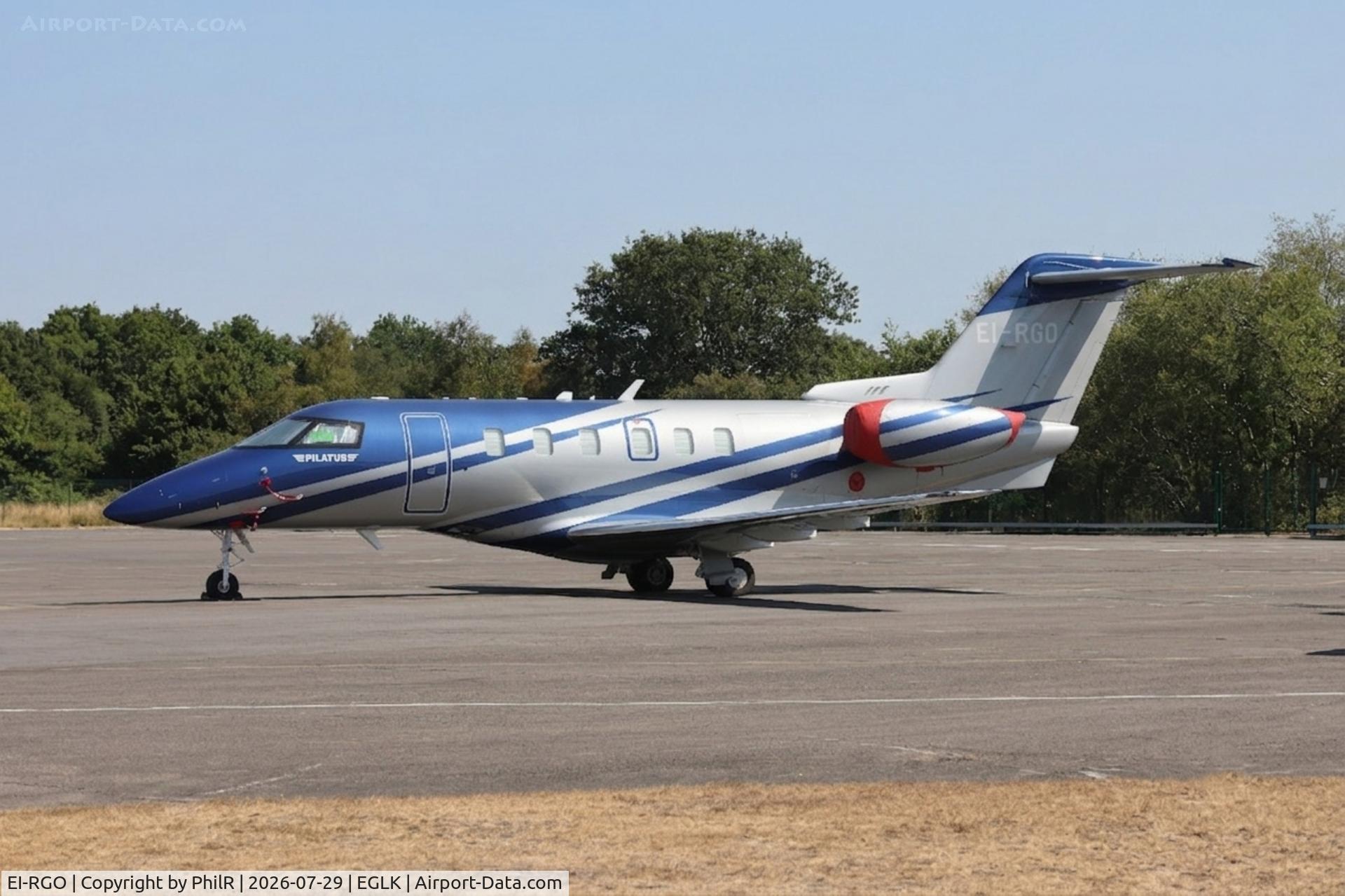 Aircraft EI-RGO, EI-RGO 2026 Pilatus PC-24 Blackbushe 29.07.26.jpg, at EGLK, photo by PhilR