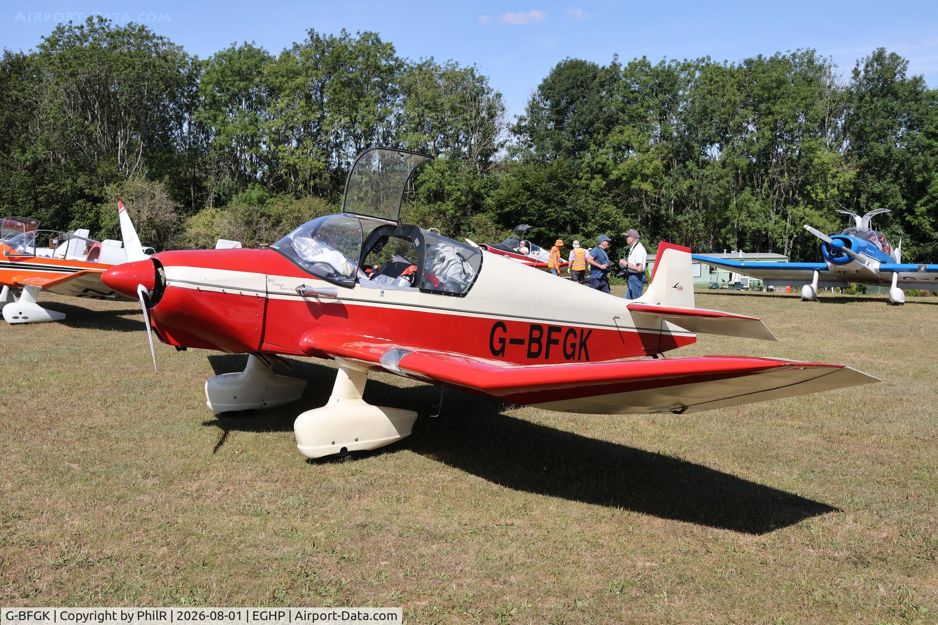 Aircraft G-BFGK, 1957 SAN Jodel D-117 Grand Tourisme, c/n 644, G-BFGK 1957 SAN Jodel D117 Jodel Fly In Popham 01.08.26 (4).jpg, at EGHP, photo by PhilR